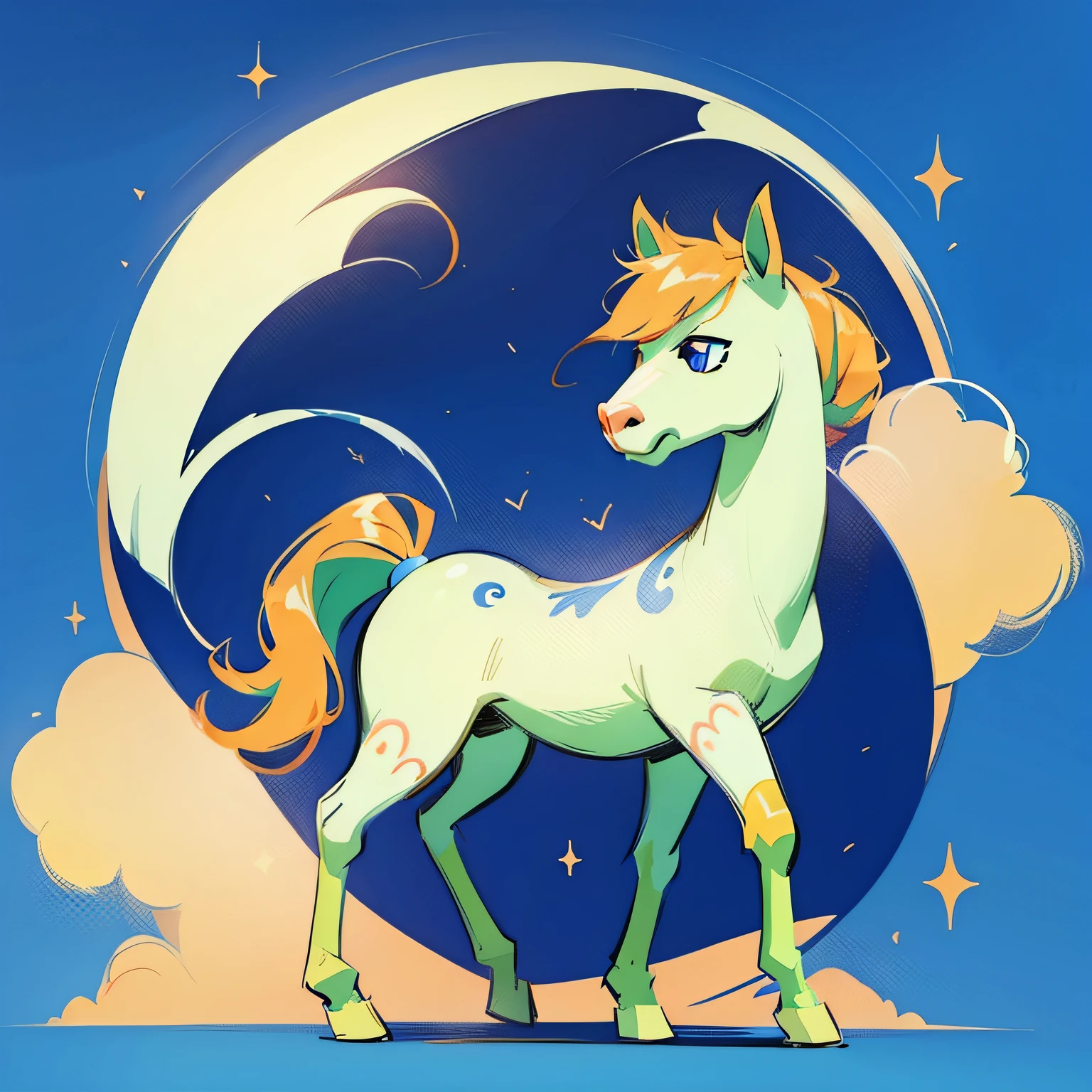 Pony, zodiac, cartoon, cute, glorious background --auto --s2
