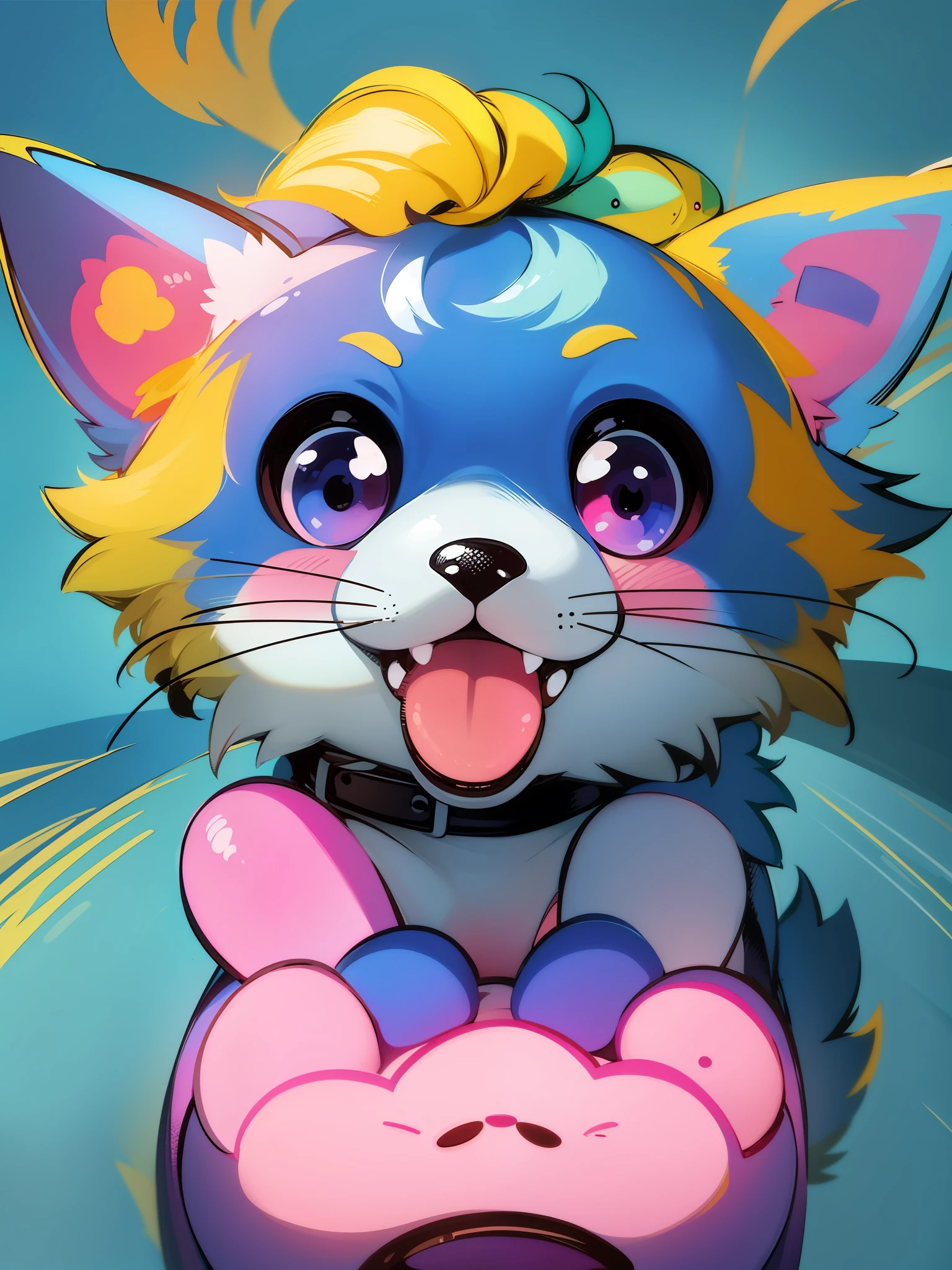 a close up of a cartoon dog with different expressions on it, cute colorful adorable, kawaii cute dog, cartoonish cute, cute features, soft cute colors, 中 元 节, けもの, pastel colors only, cute art style, cute dog, ( colorful ), aww, unused sticker sheet, [ floating ]!!, cute cartoon
