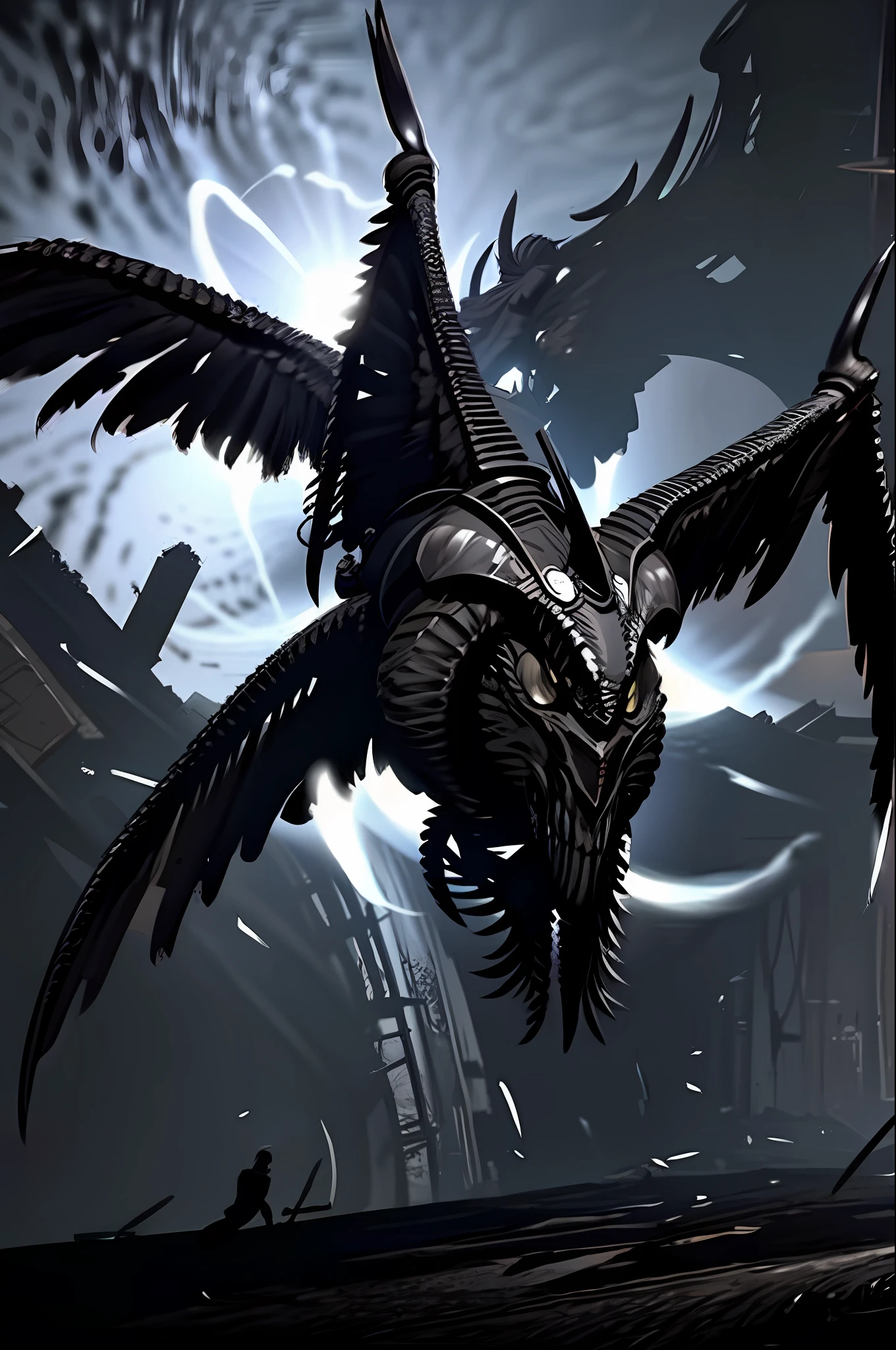 Flying in a black sky