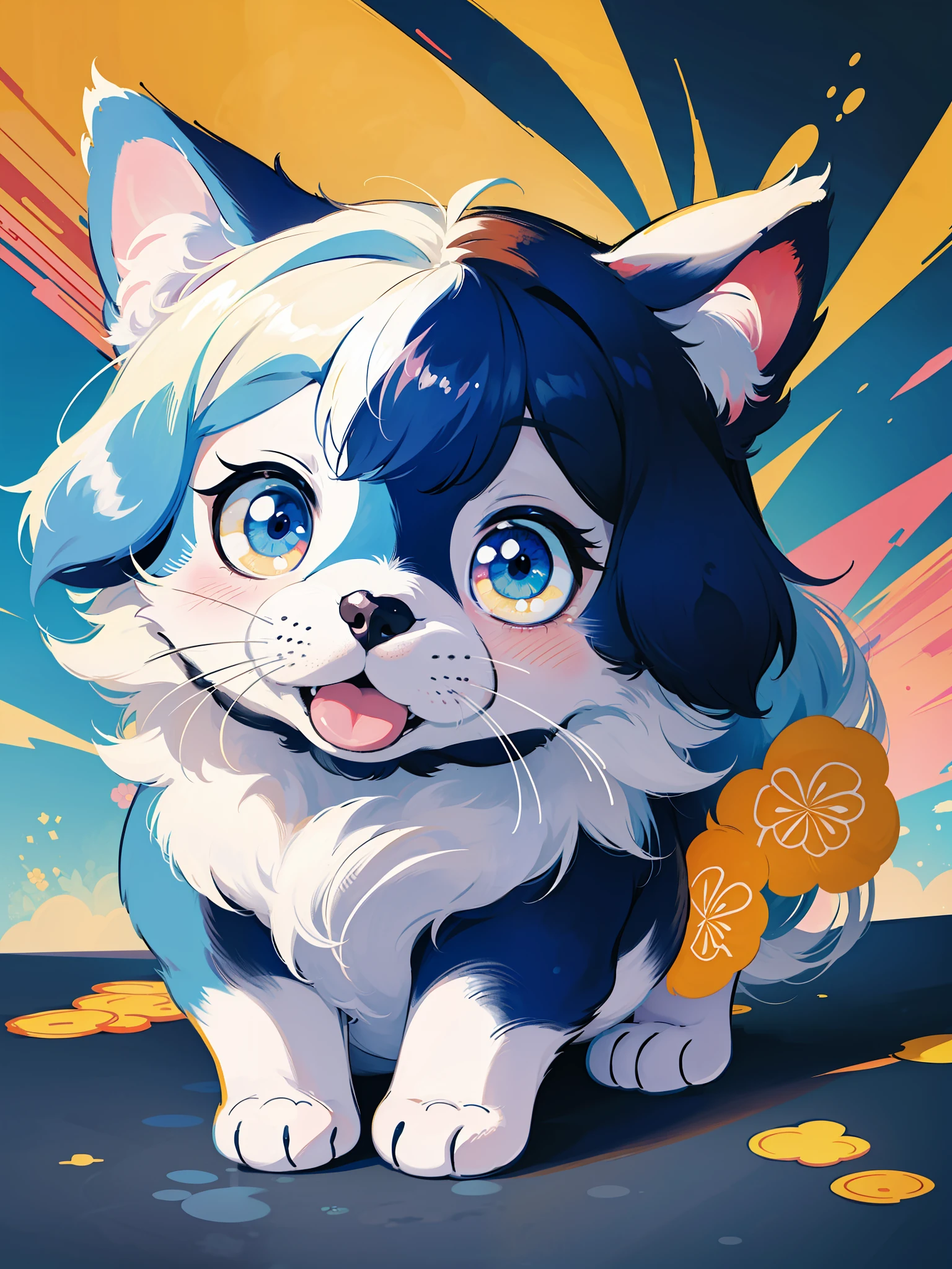 a close up of a cartoon dog with different expressions on it, cute colorful adorable, kawaii cute dog, cartoonish cute, cute features, soft cute colors, 中 元 节, けもの, pastel colors only, cute art style, cute dog, ( colorful ), aww, unused sticker sheet, [ floating ]!!, cute cartoon