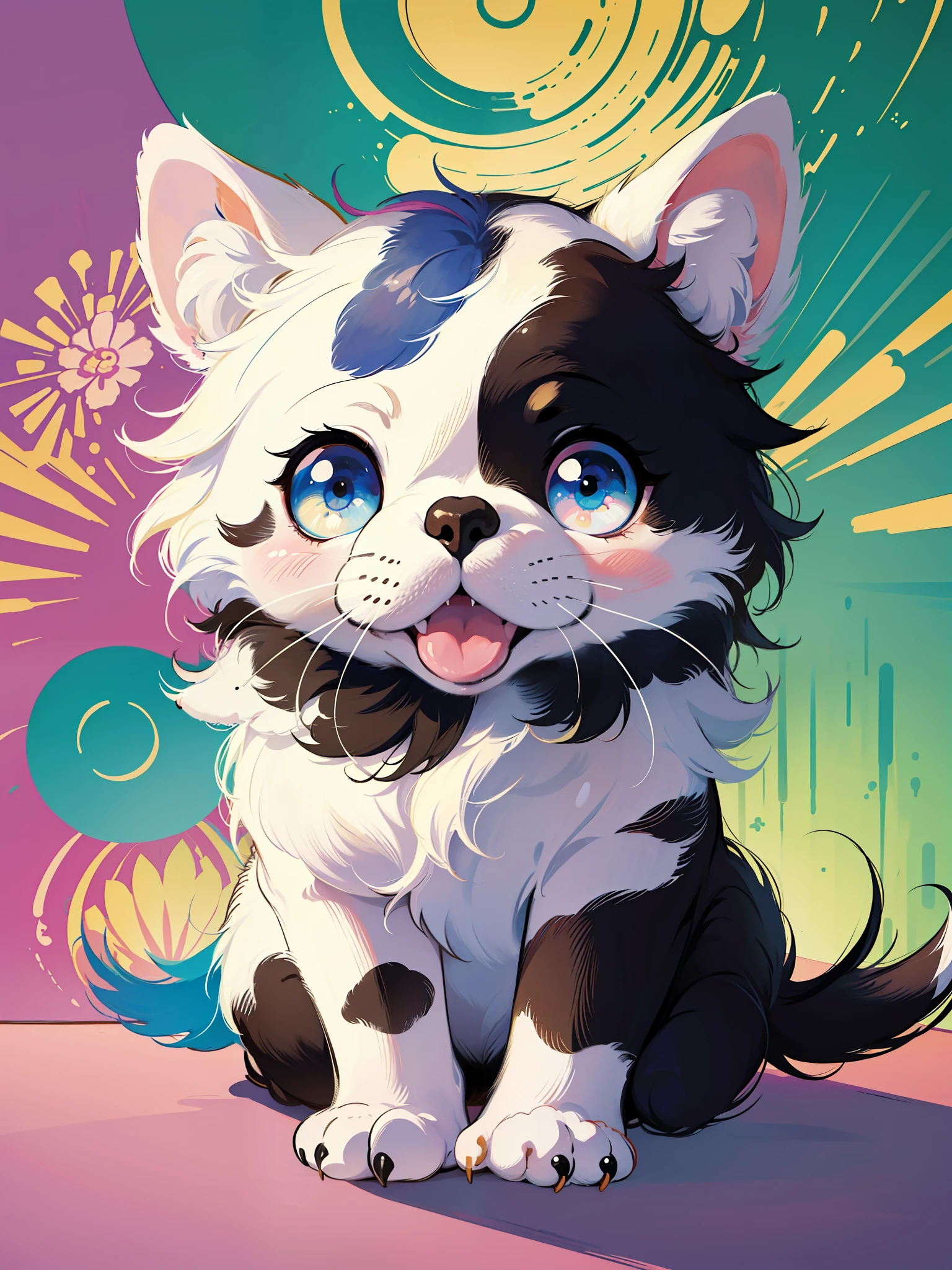 a close up of a cartoon dog with different expressions on it, cute colorful adorable, kawaii cute dog, cartoonish cute, cute features, soft cute colors, 中 元 节, けもの, pastel colors only, cute art style, cute dog, ( colorful ), aww, unused sticker sheet, [ floating ]!!, cute cartoon