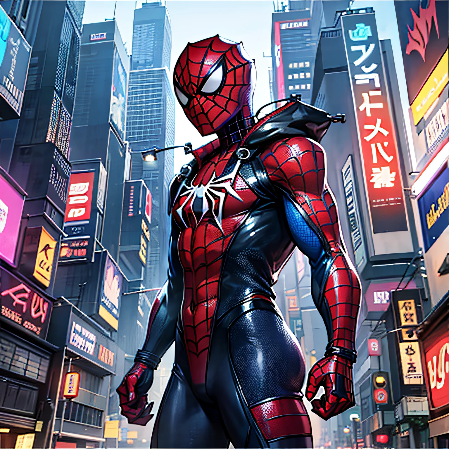 Spiderman in cyber punk in cyber punk city --auto --s2