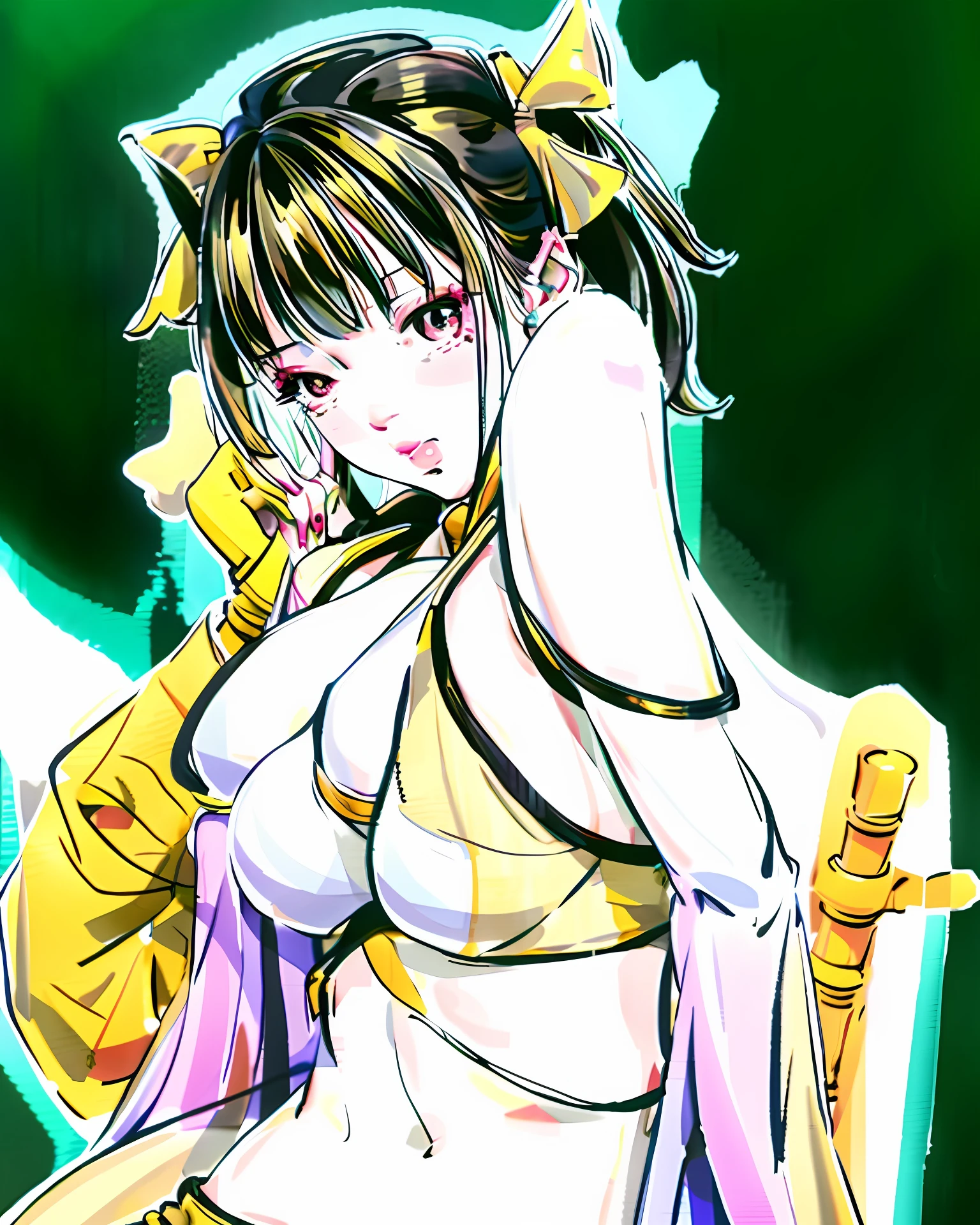 Mai Shiranui in yellow lingerie, ahegao