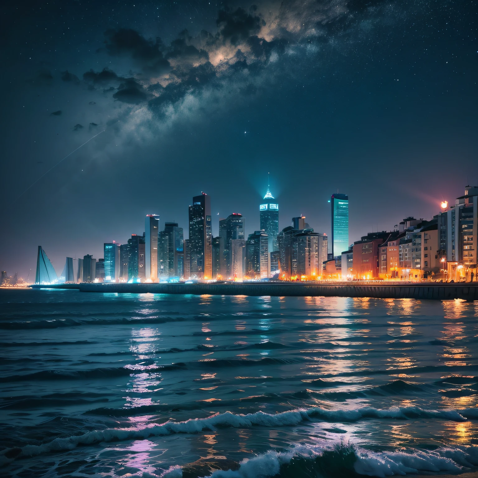 City by the sea at night --auto --s2