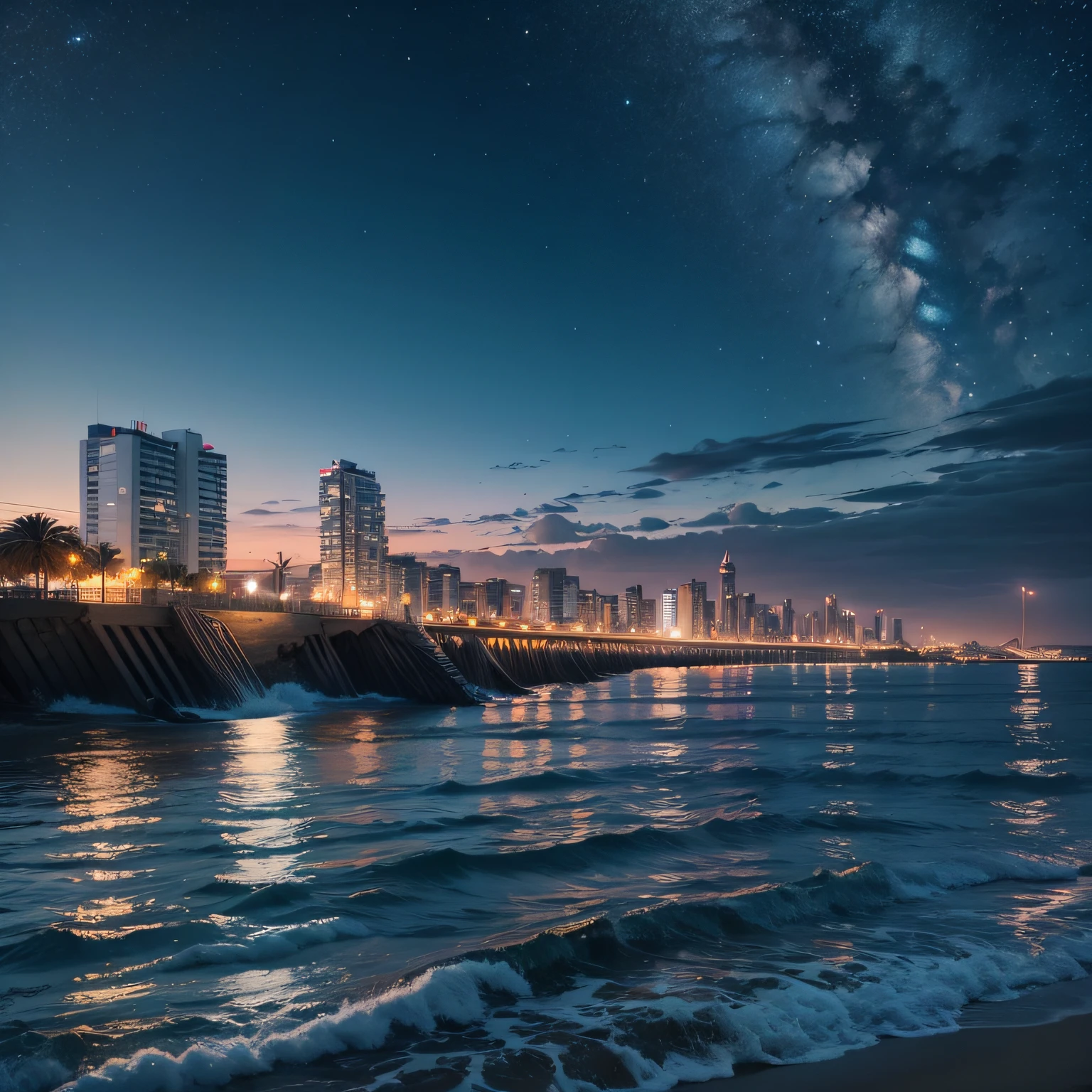 City by the sea at night --auto --s2