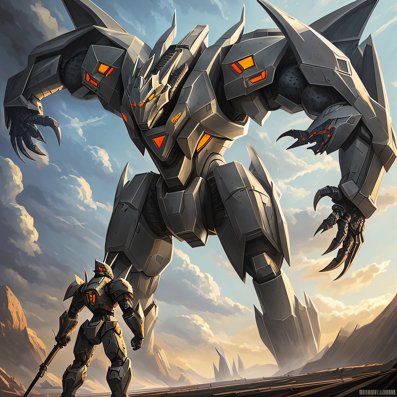 Well armored mecha dragon, giant monster dragon monster, dragon in background, concept art, dragon robot, giant dragon as background, robot dragon portrait