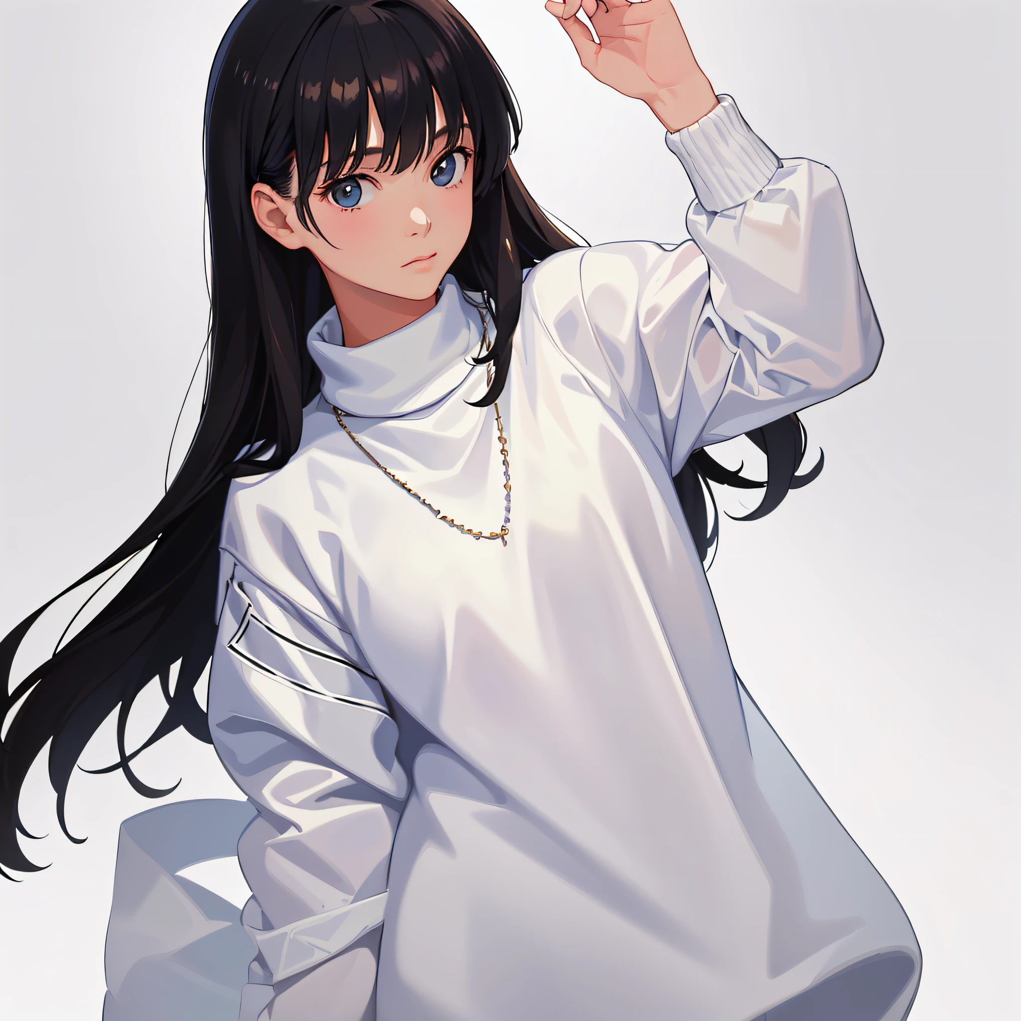 (masterpiece, realistic, ultra high res, high quality:1.2),
1girl, (young),(no make-up), black hair,
in white knit sweater ,
portrait, old photo, 80s style , dynamic pose, studio,
((akinanakamori))