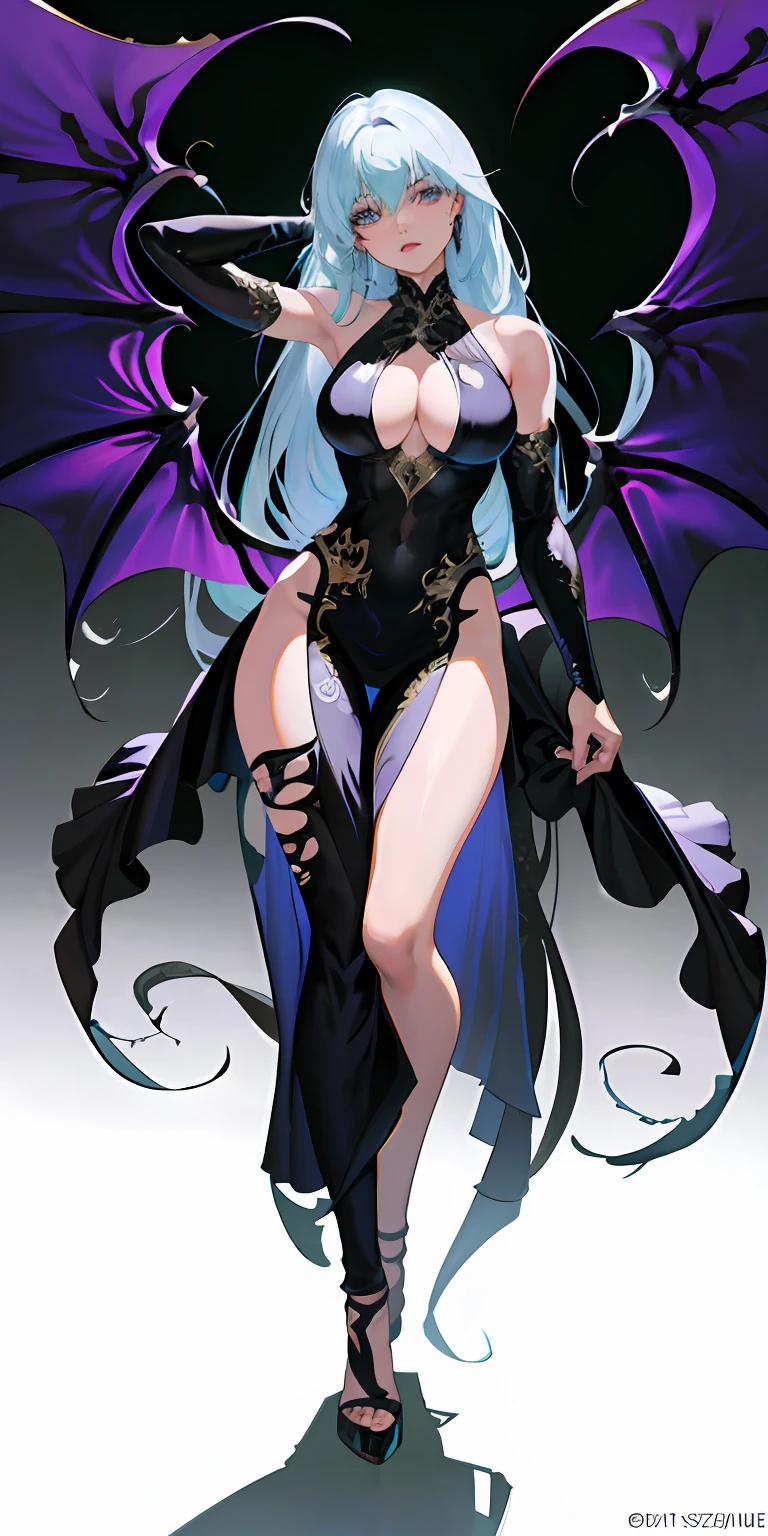 :: Joe Madureira Style :: Perfect beautiful woman and detailed and beautiful, super detailed black and white silk dress with dragon print tattoo style, furious screaming, ultra detailed anime style, clothes with high detail, in various full-body attack poses and with immersive effects, hover effect, graphite style background with vibrant colors "ultra HDR" detailed and with focus effect, with fixed black thin high heels (masterpiece: 1.2, best quality), (finely detailed beautiful eyes: