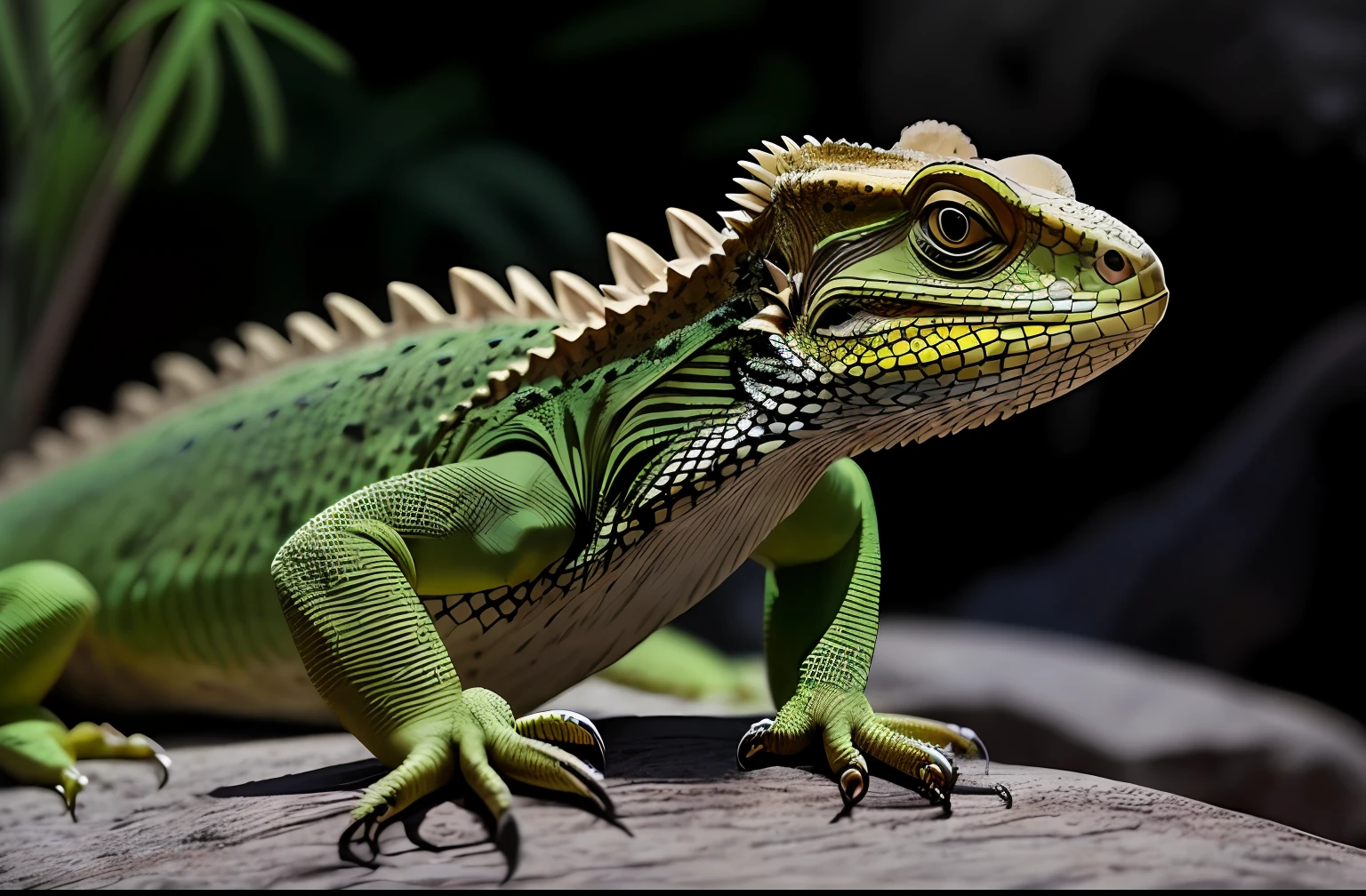 there is a lizard that is sitting on a rock, iguana, lizard, lizard pose, reptil, reptile, reptile face, lizard head, reptiles, lizard on ground, scaly, lizards, inquisitive look, big lizard head, dragon scales across hairline, european four-legged dragon, proud looking, portrait of a dragon, proud look, lizard tail
