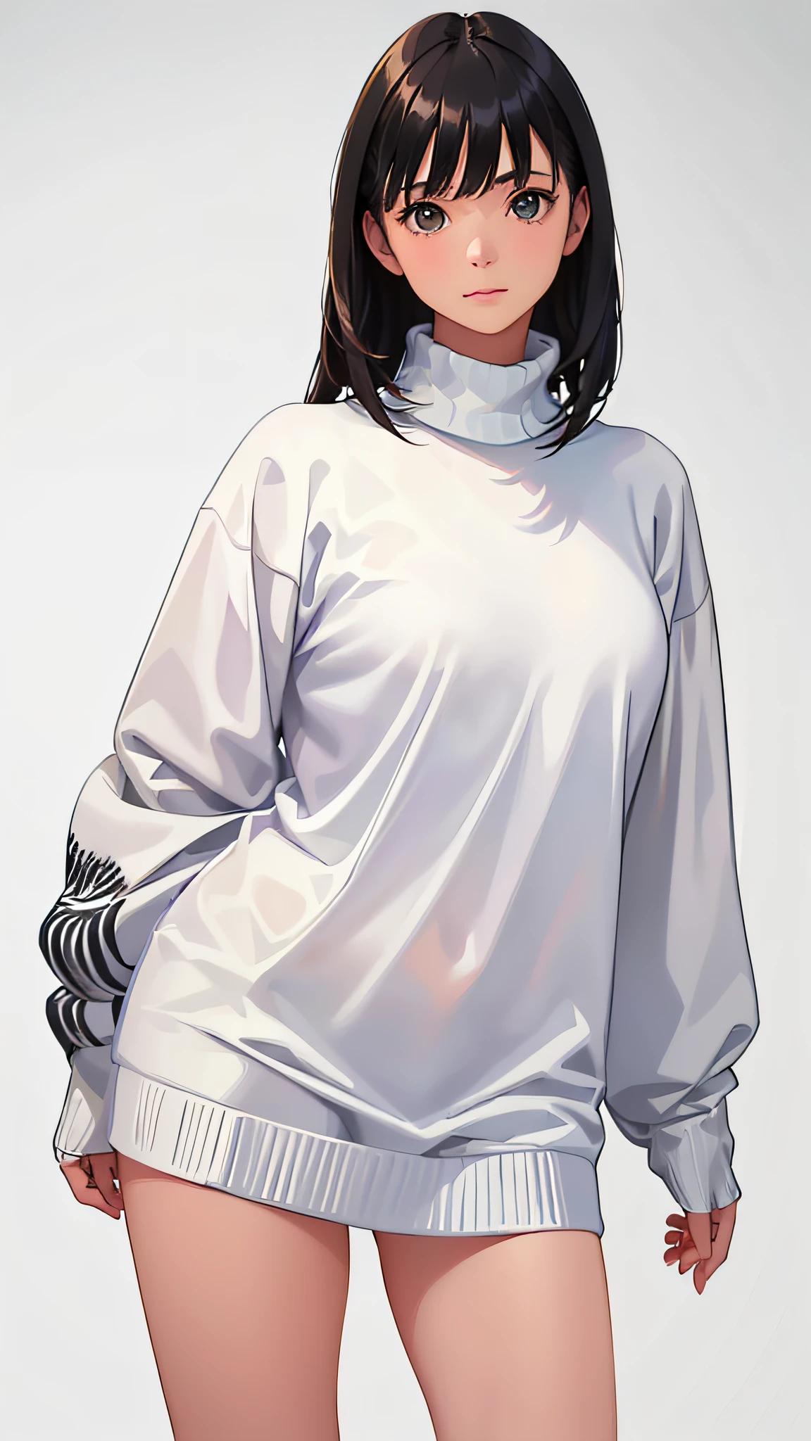 (masterpiece, realistic, ultra high res, high quality:1.2),
1girl, (young),(no make-up), black hair,
in white knit sweater ,
portrait, old photo, 80s style , dynamic pose, studio,
((akinanakamori))