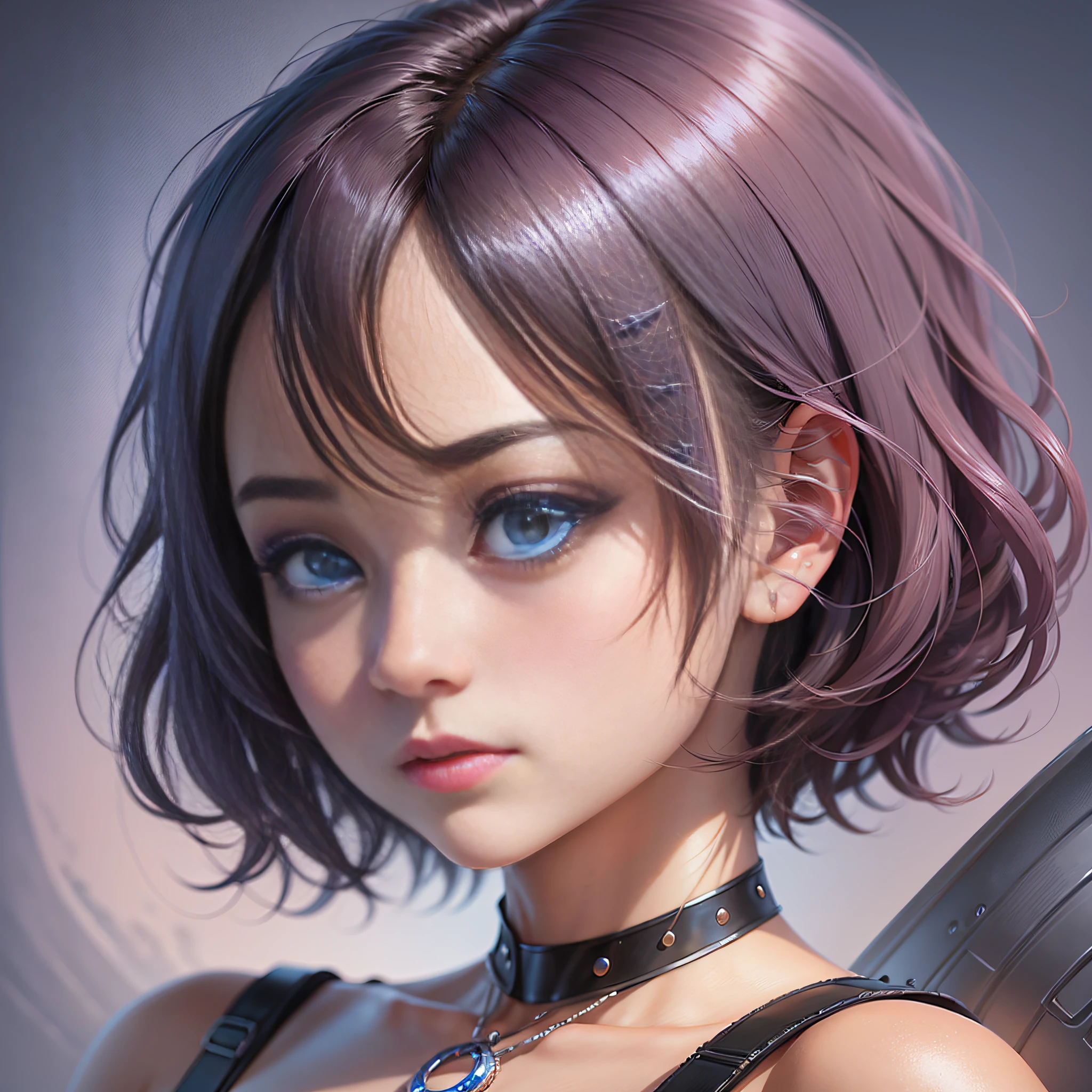 a close up of a woman with a short hair and blue eyes, stunning anime face portrait, anime realism style, smooth anime cg art, detailed portrait of anime girl, realistic anime artstyle, realistic anime 3 d style, kawaii realistic portrait, realistic anime art style, portrait anime girl, beautiful anime portrait, photorealistic anime girl render, 3 d anime realistic --auto --s2