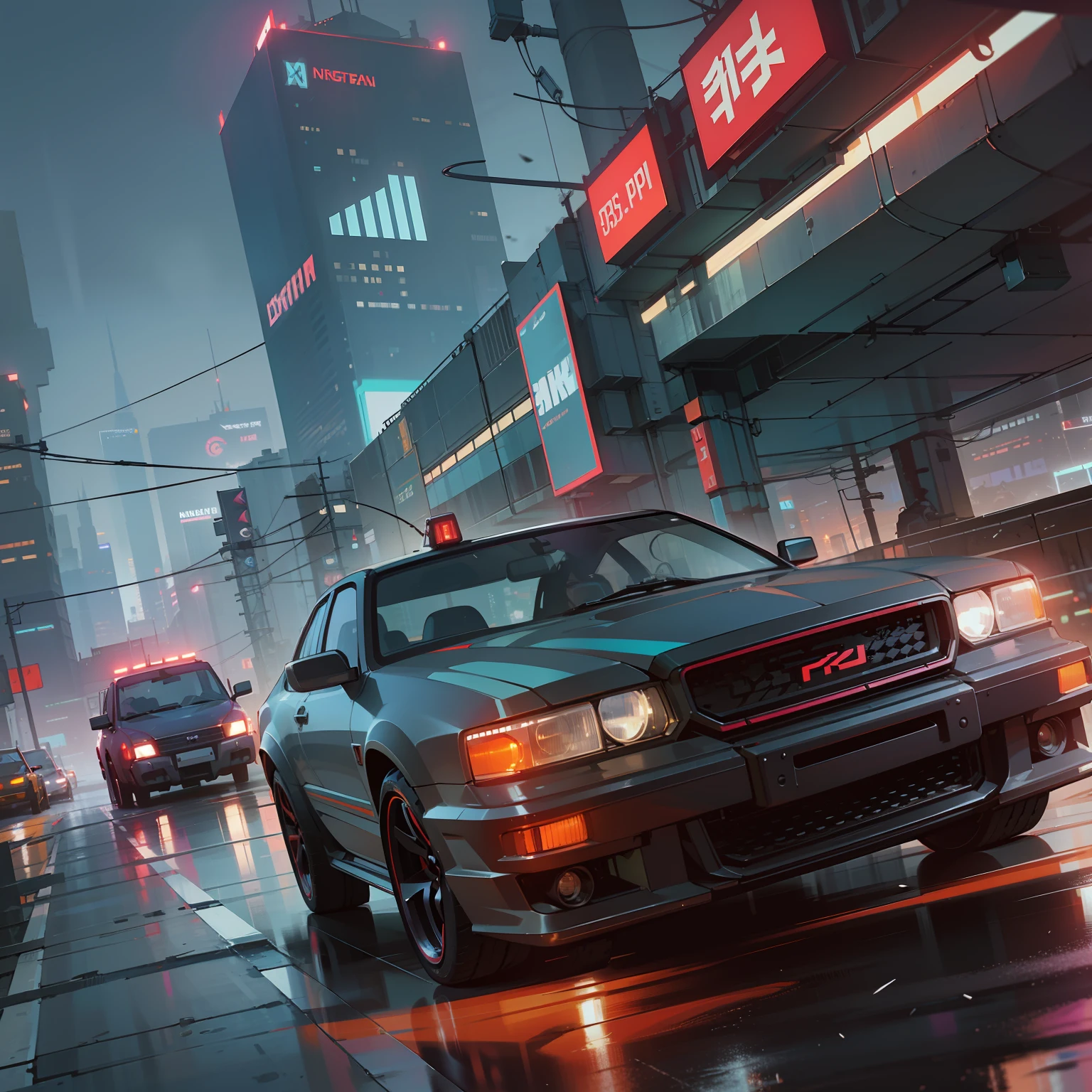 Behind city background, cyberpunk style, night, strong contrast, no other debris around, car running on the road at high speed, the environment is dark night, black sky, a car, there is a car driving on city street, cyberpunk street, cyberpunk night street, cyberpunk art style, cyberpunk city street background, cyberpunk city street, decorative arts beyond anime aesthetics, cyberpunk atmosphere, surreal cyberpunk style, cyberpunk street at night, cyberpunk illustrations, cyberpunk theme art, in Cyberpunk City, Cyberpunk Car, Cyberpunk Street at night, strong light intensity contrast, lights with streamer flashing, 8k octane 3d rendering, Daniel Maidman octane rendering, octane CGsociety, 3 d octane rendering concept art, realistic rendering in octane, 8k octane detailed rendering, 8k octane rendering, gorgeous 3d rendering, stylized 3d rendering, 8k high detail concept art --auto --s2