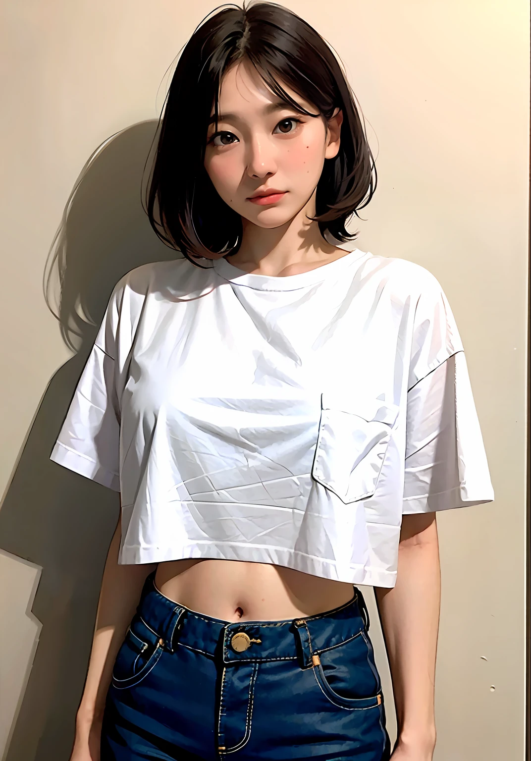 Wii controller, photo of Ayami Kojima, tumblr, happening, wearing white t-shirt, wearing t-shirt, wearing white t-shirt, white t-shirt, wearing tight shirt, white shirt, white clothes, short sleeves, wearing white clothes, white t-shirt, with two front pockets, wearing white t-shirt, wearing white t-shirt, with two front pockets, belly button, cute