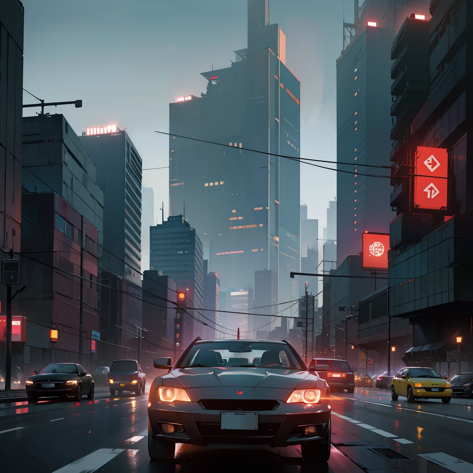 Behind the city background, cyberpunk style, night, strong contrast, no other debris around, car running at high speed on the highway, the environment is night, black sky, a car --auto --s2