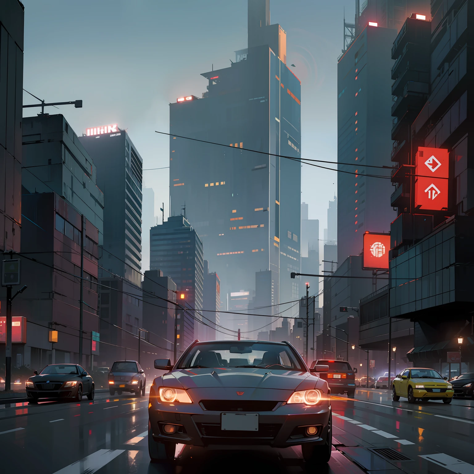 Behind the city background, cyberpunk style, night, strong contrast, no other debris around, car running at high speed on the highway, the environment is night, black sky, a car --auto --s2