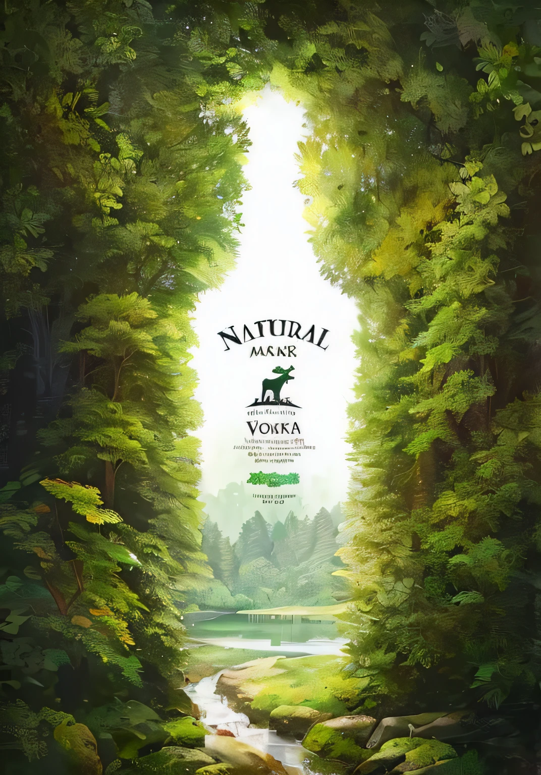 a poster for the natural vodka company, natural media, natural background, natural environment, natural realistic render, natural atmosphere, natural study, natural volumetric light, royal green and nature light, natural volumetric lighting, realistic nature, natural, natural landscape, al natural, maximum natural texture, enigmatic natural beauty, !!natural beauty!!, very close to real nature