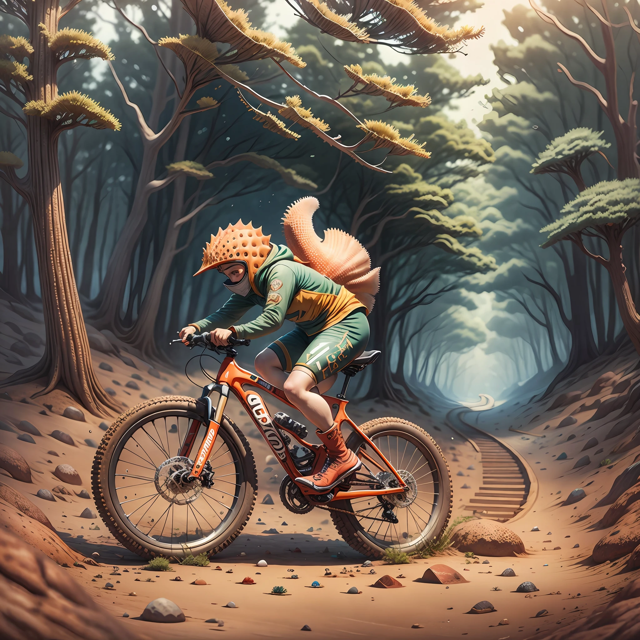 image of a bald starfish, riding a mountain bike logo
