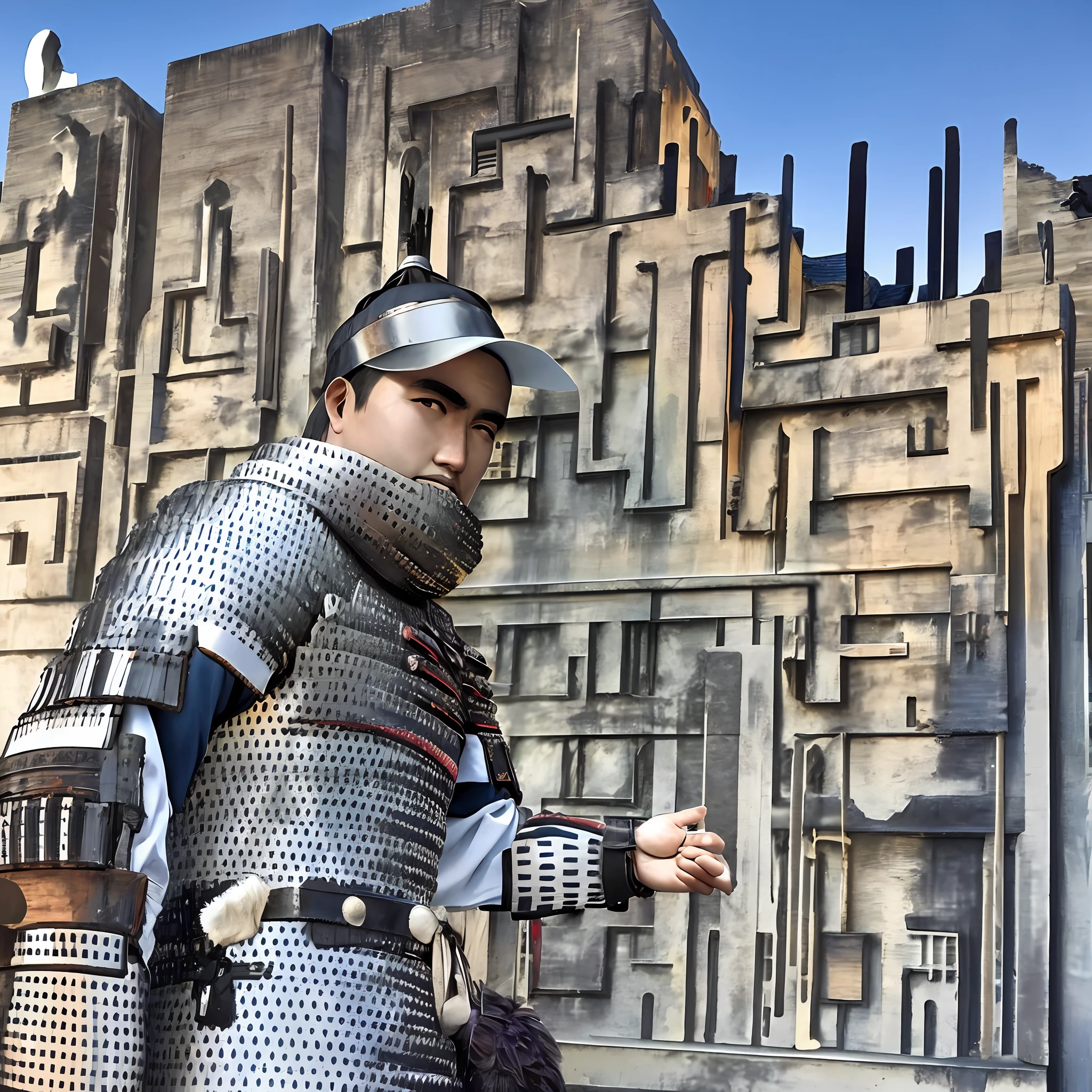 Qin Shi Huang stood in front of the palace in white armor with gorgeous and intricate details, ultra-wide-angle view, epic3D style, surreal rendering