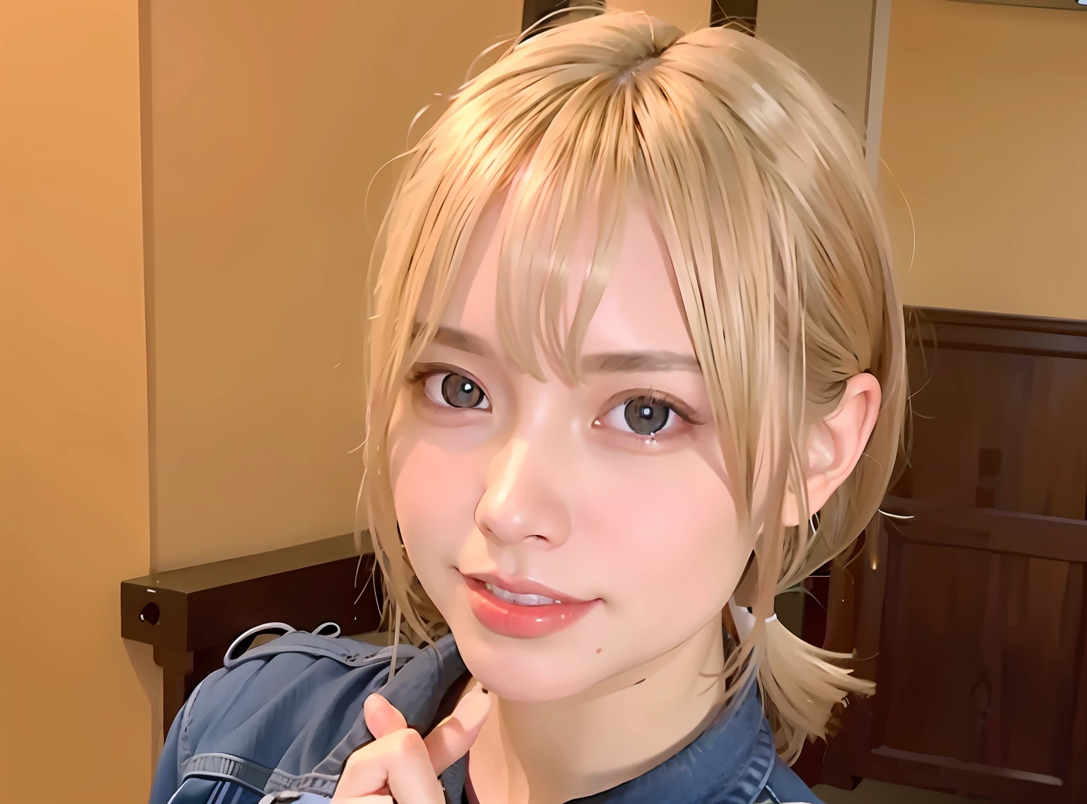 Selfie, top quality, ultra high definition, (photorealistic: 1.4), one girl, beauty, blonde short, looking at the viewer, facing the front, full body, underwear, background park