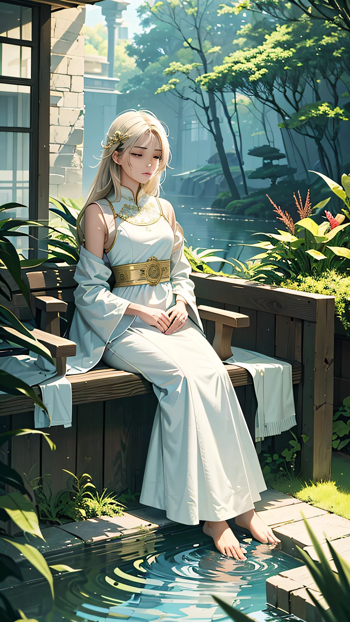 (best quality, masterpiece),peace girl,peaceful atmosphere, tranquility, serenity, quietness, calmness, relaxing, soothing, gentle, composure, contentment, satisfaction, happiness.