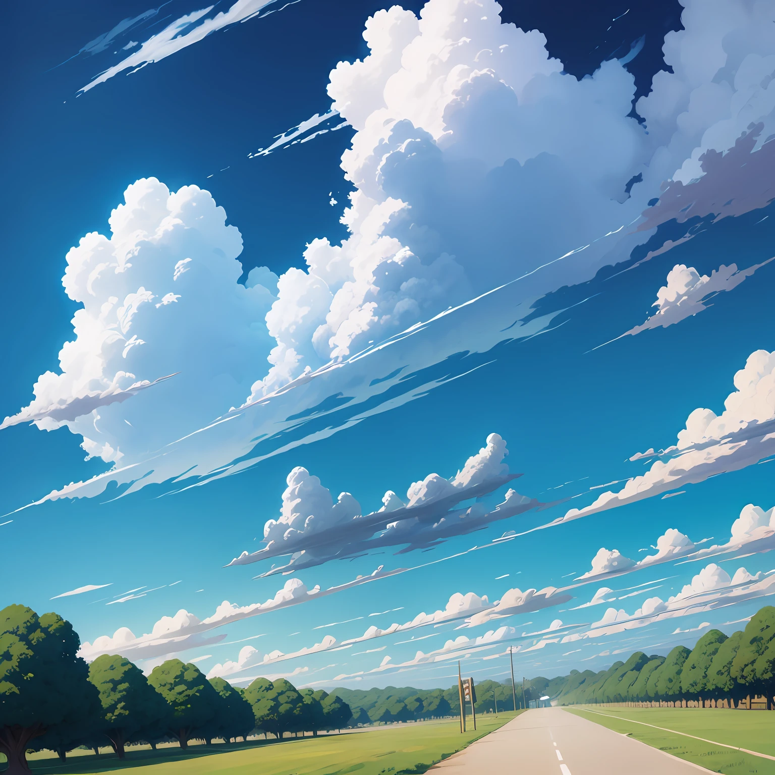 Big clouds, blue sky, Ghibli style --auto --s2