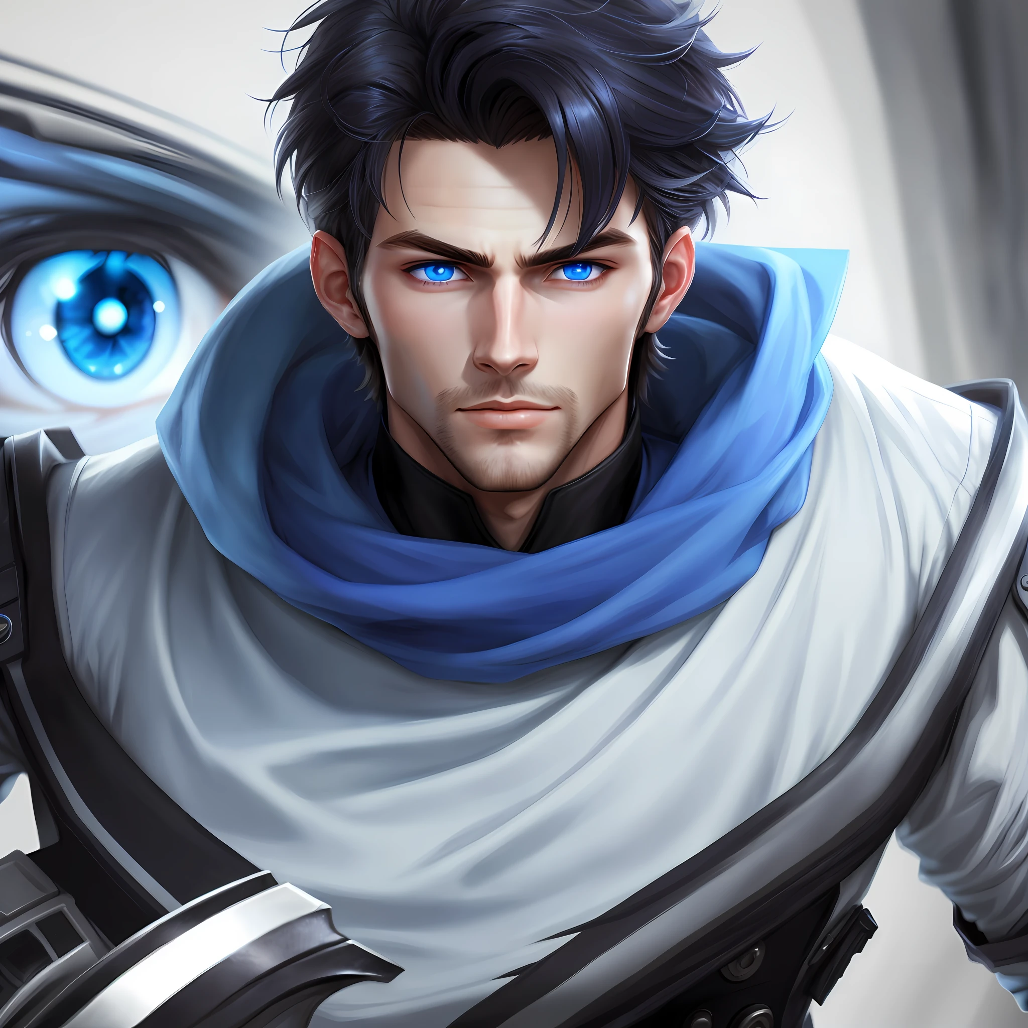 An attractive man blue eyes,model cg anime