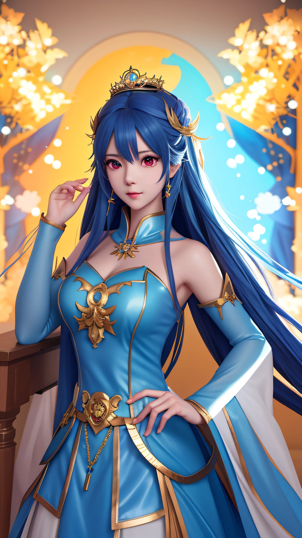 anime girl with a crown and a blue dress, artgerm. anime illustration, artwork in the style of guweiz, ig model | artgerm, extremely detailed artgerm, artgerm. high detail, detailed digital anime art, artgerm on artstation pixiv, artgerm portrait, wlop | artgerm