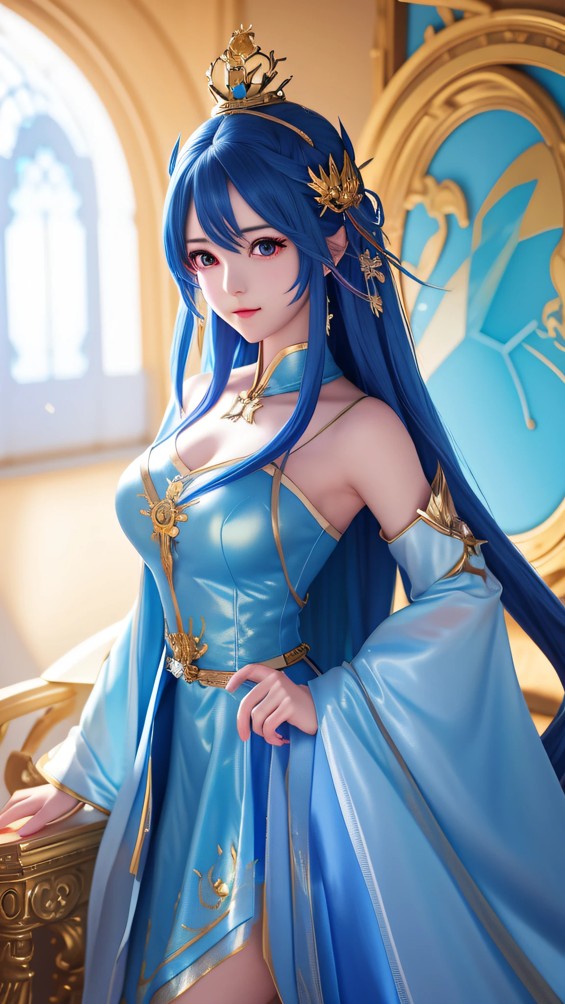 anime girl with a crown and a blue dress, artgerm. anime illustration, artwork in the style of guweiz, ig model | artgerm, extremely detailed artgerm, artgerm. high detail, detailed digital anime art, artgerm on artstation pixiv, artgerm portrait, wlop | artgerm