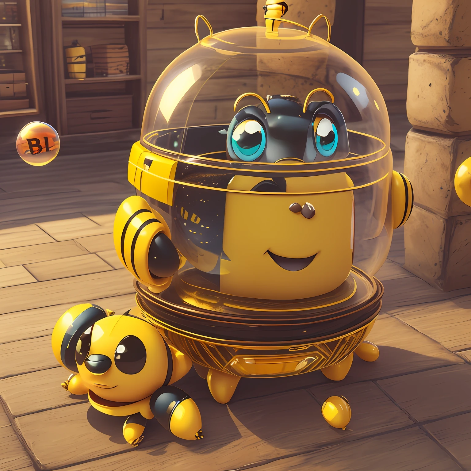 3D, Bubble Mart, Anthropomorphic Bee Character, Cute, Facial Features HD, 6K --auto --s2