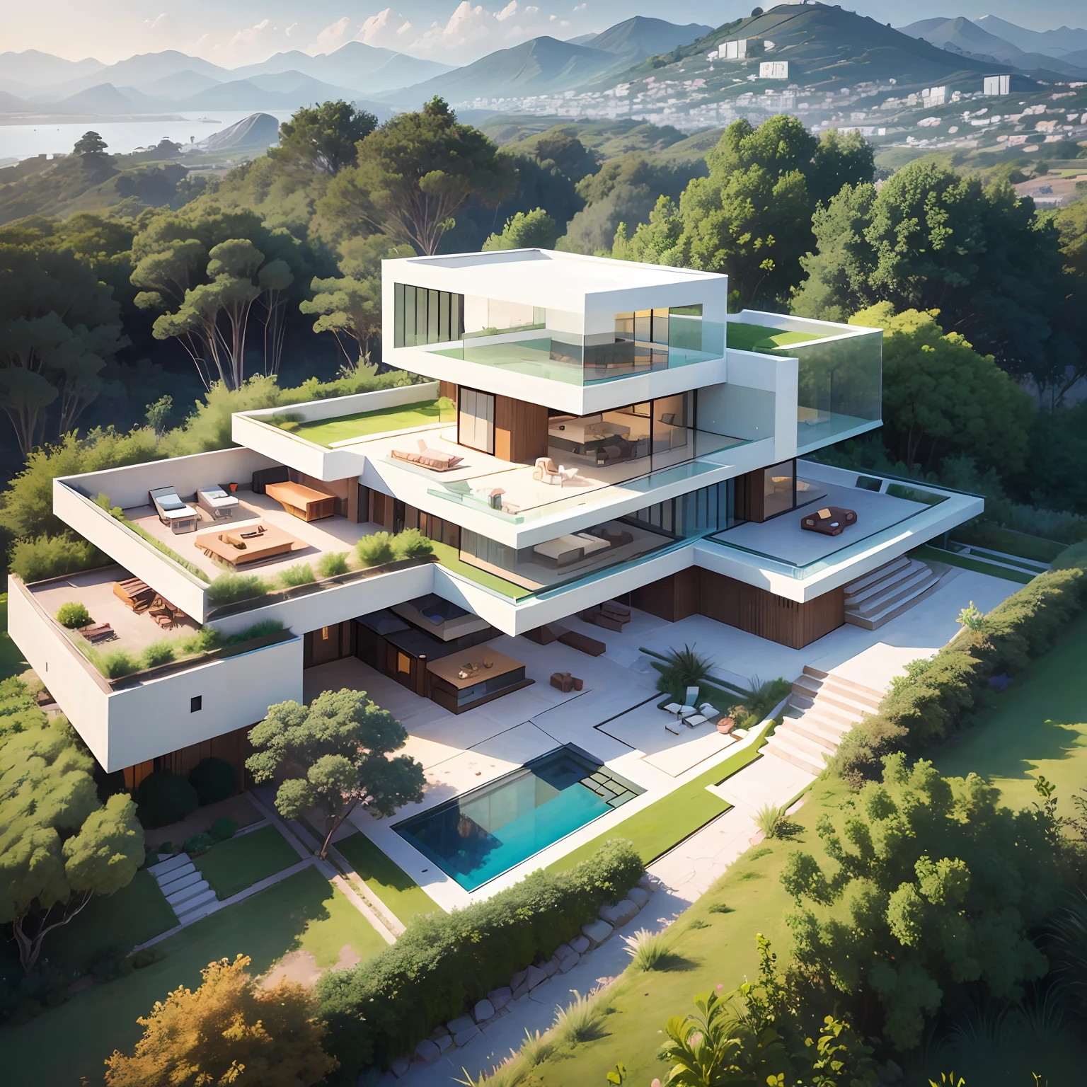a villa located on the hill, Zaha style --auto --s2