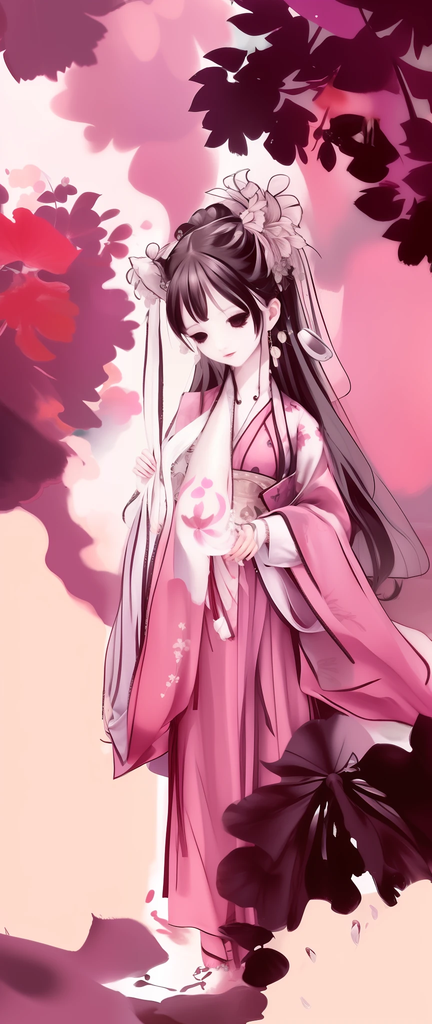 ((4k,masterpiece,best quality)), shuimobysim, traditional chinese ink painting, lotus, hanfu, maxiskit, dress conservatively
1girl, solo, long blue hair, smile, standing, feet in the water, barefoot,