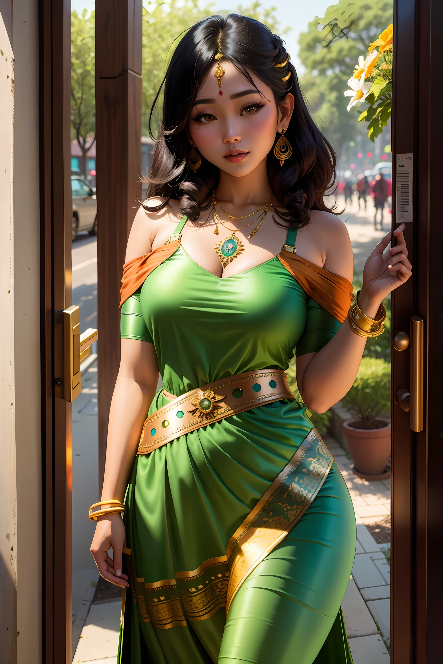 sexy burmese girl, wearing longyi, big ass