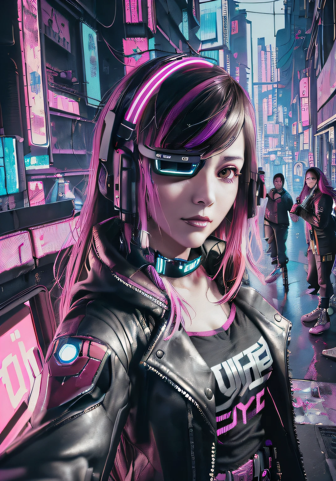 Futuristic technology, headphones, cyberpunk style