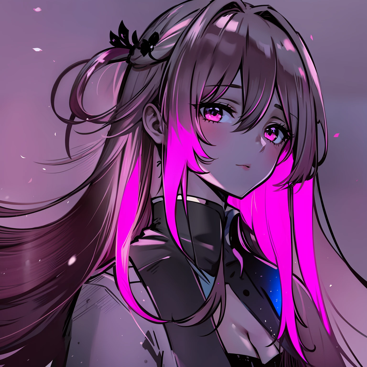 long hair beautiful girl anime hair flouresente pink color