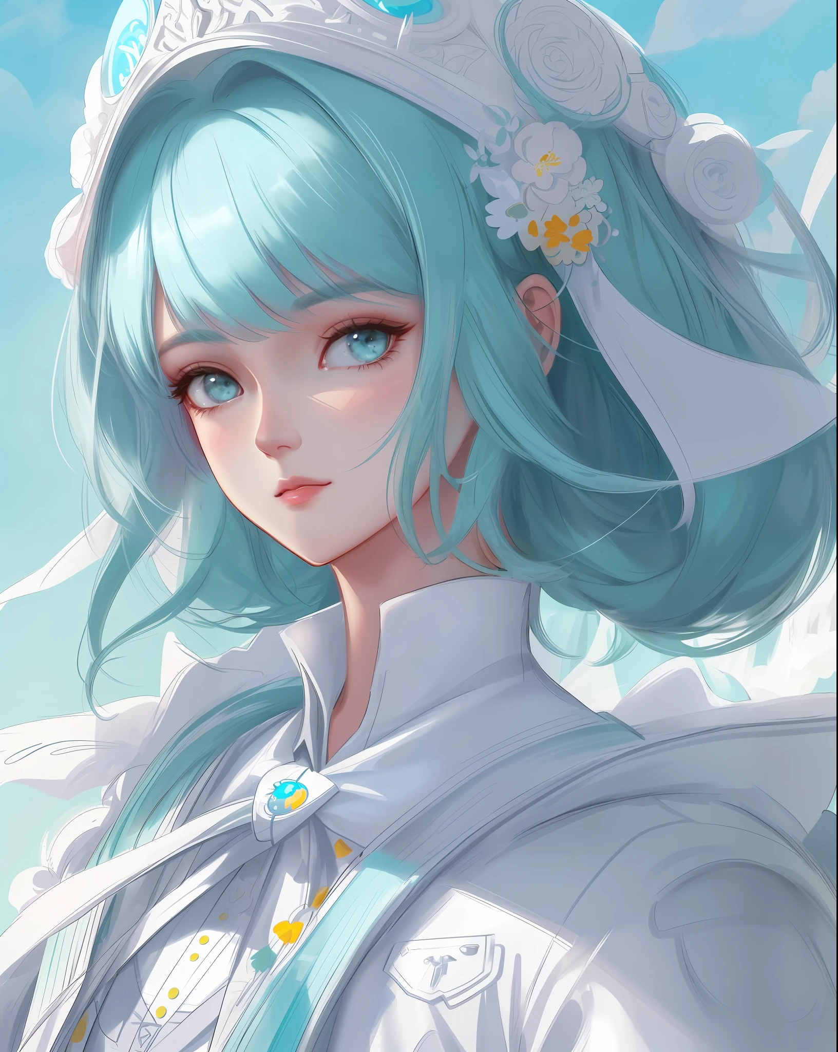 a close up of a woman in a white suit posing for a picture, a character portrait by Ross Tran, trending on Artstation, fantasy art, stunning character art, extremely detailed artgerm, ig model | artgerm, by ruan jia and stanley artgerm, concept art | artgerm, krenz cushart and artgerm