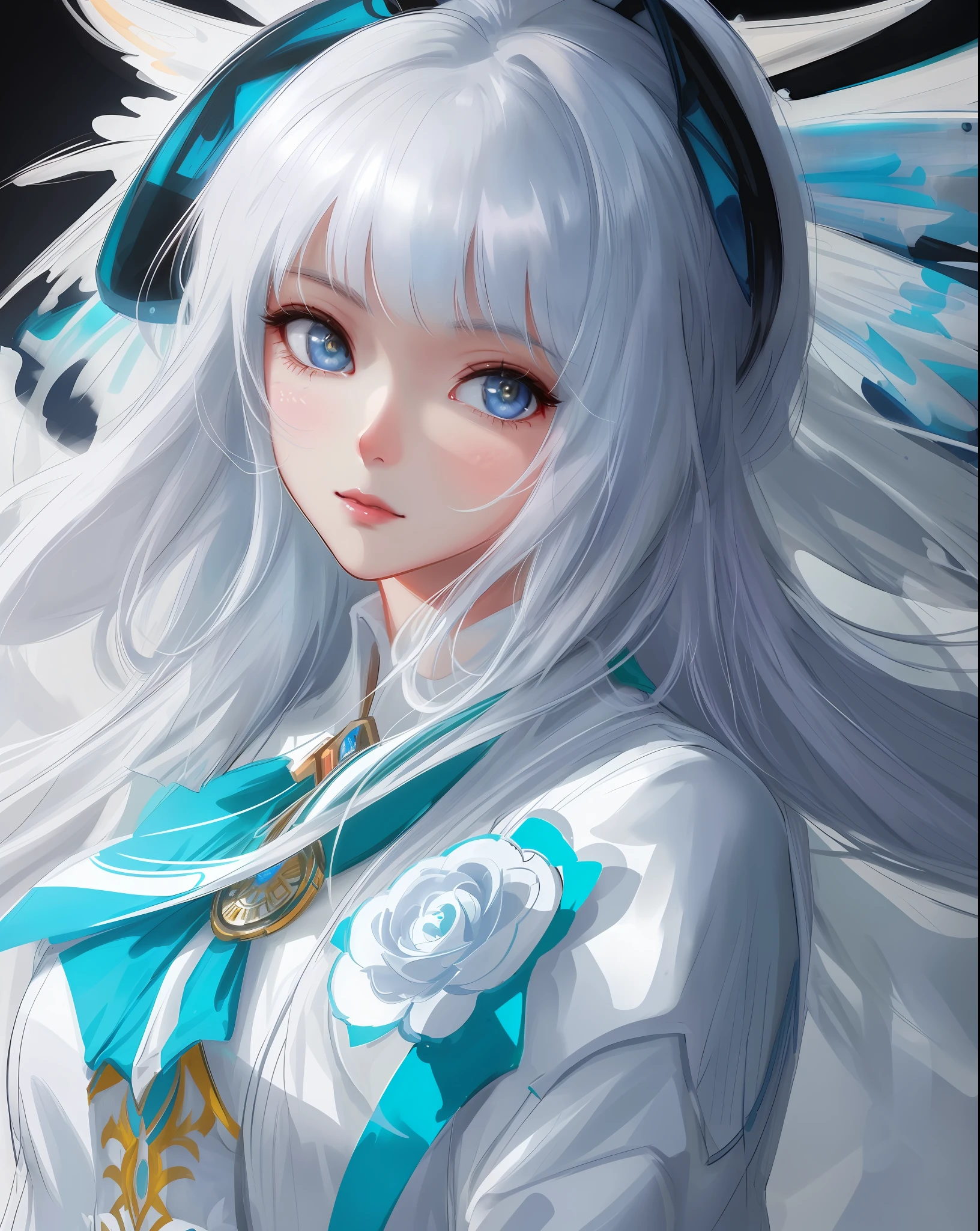 a close up of a woman in a white suit posing for a picture, a character portrait by Ross Tran, trending on Artstation, fantasy art, stunning character art, extremely detailed artgerm, ig model | artgerm, by ruan jia and stanley artgerm, concept art | artgerm, krenz cushart and artgerm