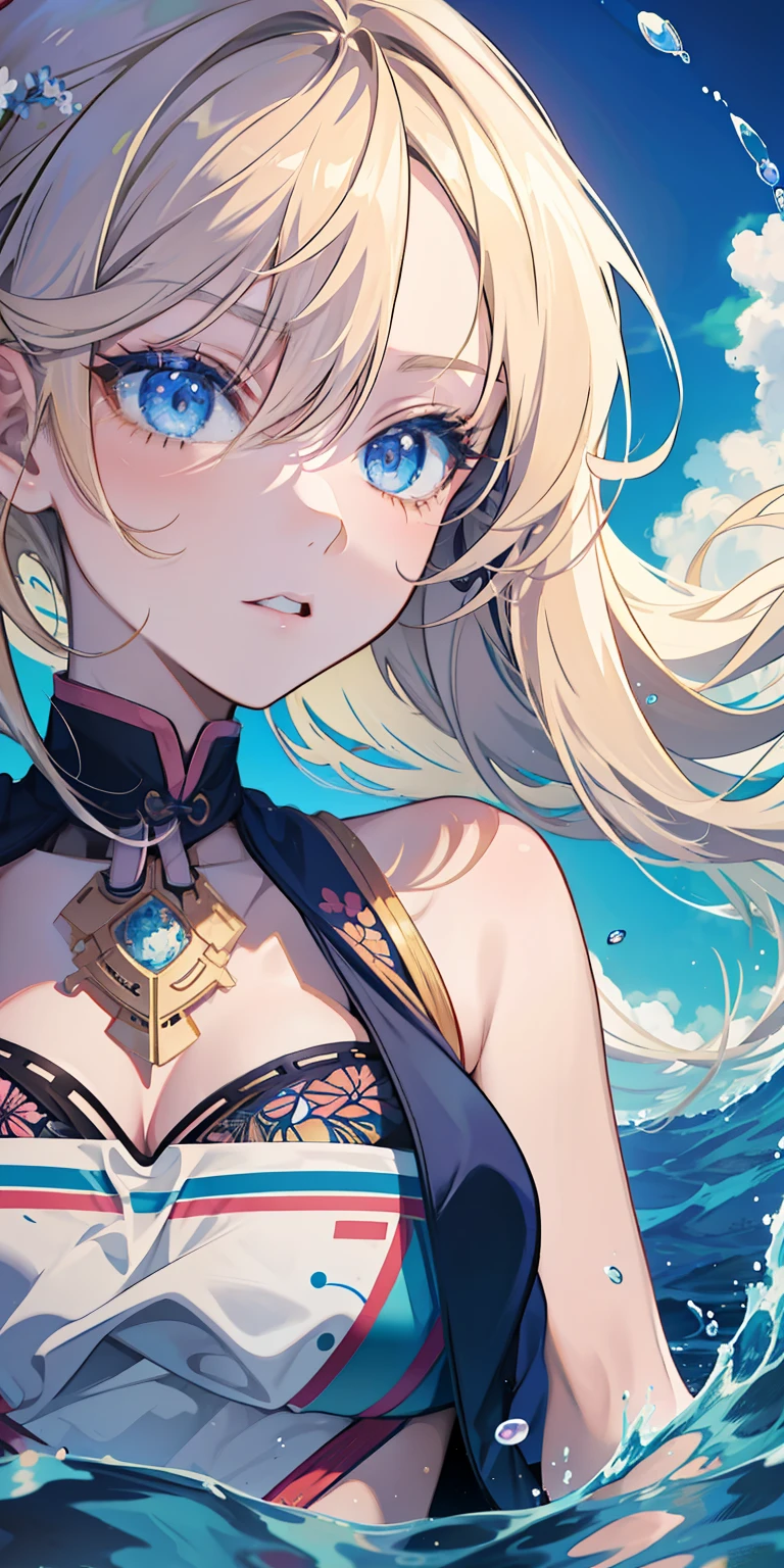 best quality, high resolution, anime girl in a bikini sitting in the water, seductive anime girl, anime goddess, beautiful alluring anime teen, beautiful alluring anime woman, guweiz, blonde anime girl with long hair, beautiful anime girl, beautiful anime woman, attractive anime girl, anime girls, guweiz on pixiv artstation, | fine detail anime, small curvy loli