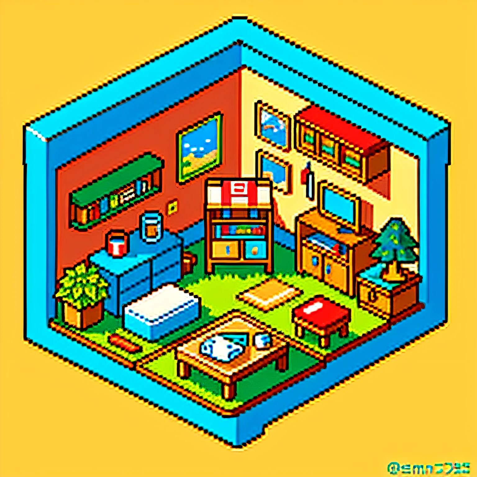 pixel art of a A gift box,coloful,warm andcozy,nintendo,pokemon, starew valley,harvest moon,animal crossing,with a simple background,