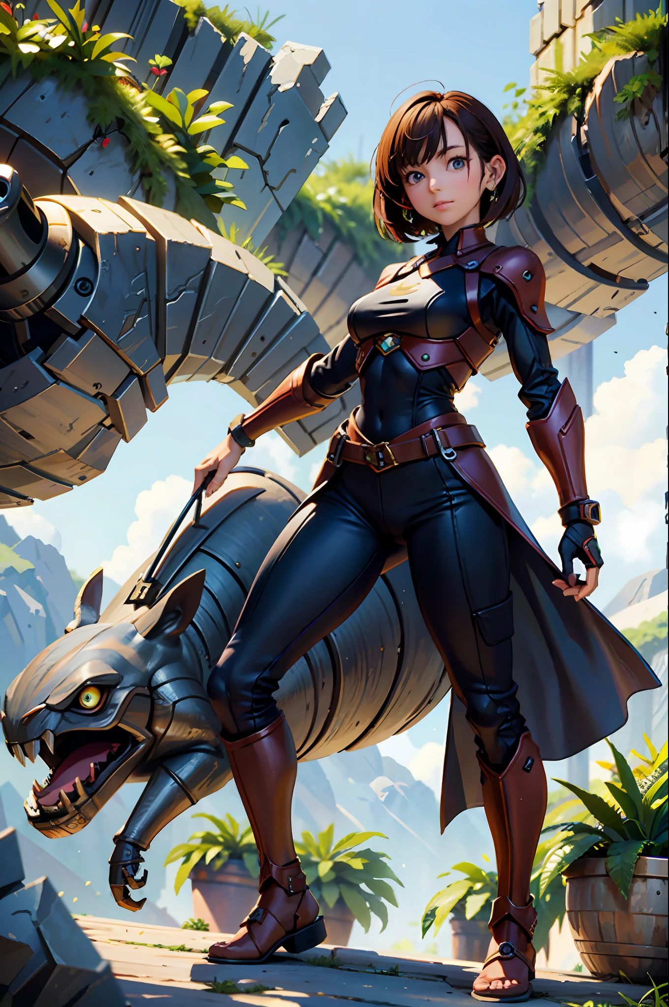 Masterpiece, best quality, 1 girl, young girl, brown eyes, short hair, unfair _facesmile, shiny skin, (beautiful leg line: 1.3), thin waist, huge breasts, big breasts, thin waist, plump buttocks, wearing a dark red special combat suit,
break
Rogue, Leprechaun, Forest, Stealth, Trap, Battle, Epic, Adventure, Mysterious, Dangerous
break
Surrounding crowd: 1.1, depth of field, looking at the viewer, from behind, full body