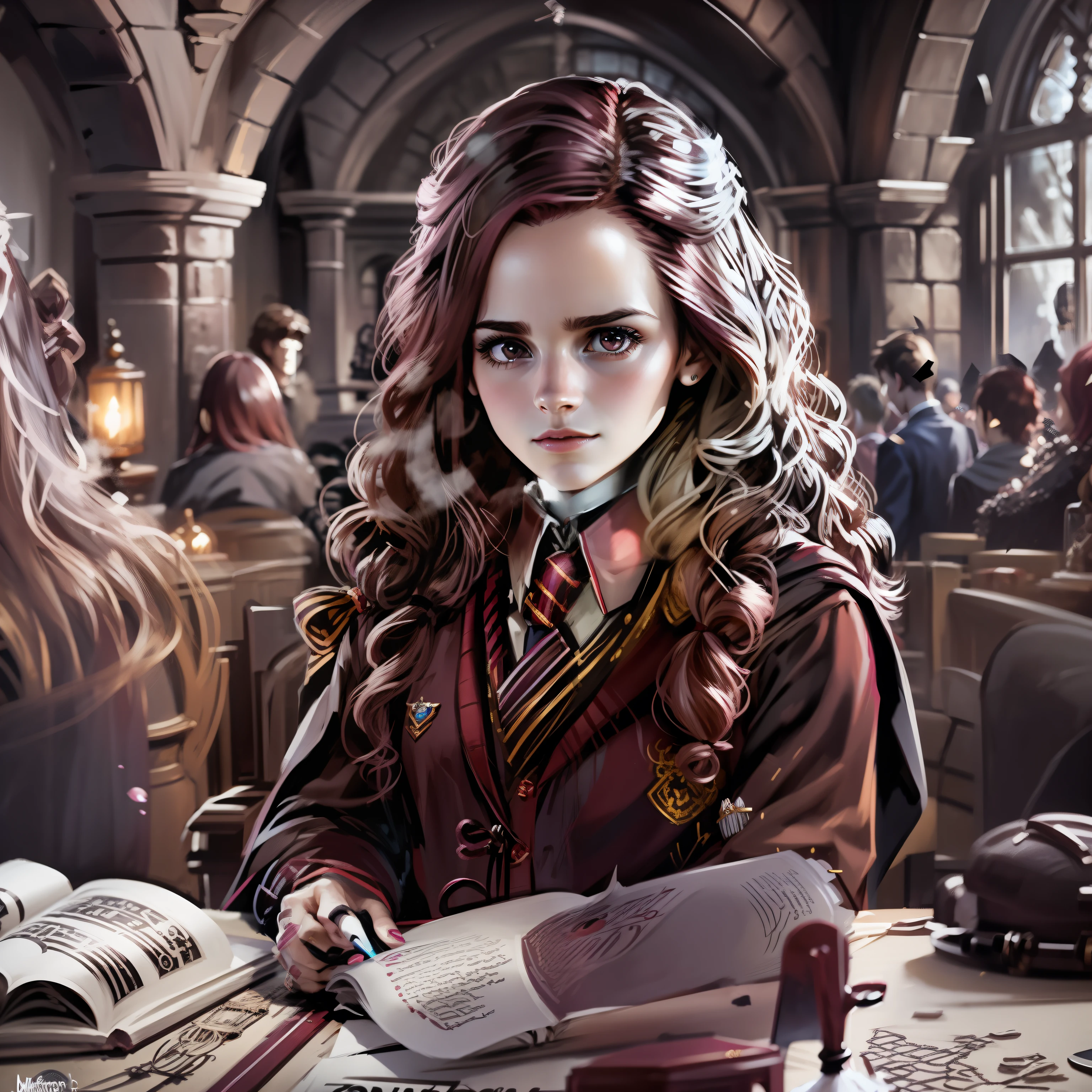 Harry Potter, Hermione, Girl, Maroon Hair, Wand, Enchantment, 3D