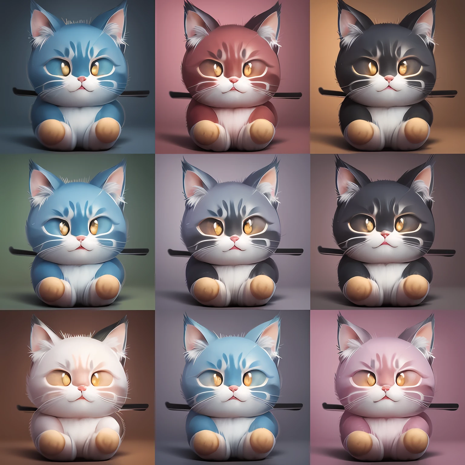 Various expressions of kitten furball, multiple poses and expressions, happy, angry, sad, crying, cute, expressing love, etc., emoji, f/64 groups, related characters, bold silhouette --AR 4:3 --niji 5 --cute style --s 400 --v 5, cute kitten, 2D character, white background with rich expressions, joy and sorrow, go to the background, consistent size, flat cartoon, bubble mart style, lazy kitten, photoshop cutout exclusive --auto --s2