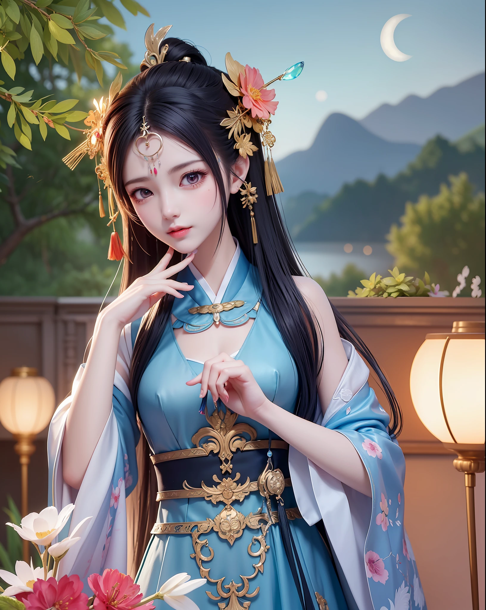 (8k, RAW photo:1.2),best quality, ultra high res,dramatic angle,(fluttered detailed color splashs), (illustration),(((1 girl))),(long hair),(rain:0.9),(hair ornament:1.4),there is an ancient palace beside the girl,chinese clothes,(focus on), color Ink wash painting,(color splashing),colorful splashing,(((colorful))),(sketch:0.8), Masterpiece,best quality, beautifully painted,highly detailed,(denoising:0.6),[splash ink],((ink refraction)), (beautiful detailed sky),moon,highly,detaild,(masterpiece, best quality, extremely detailed CG unity 8k wallpaper,masterpiece, best quality, ultra-detailed),(Lycoris radiata),