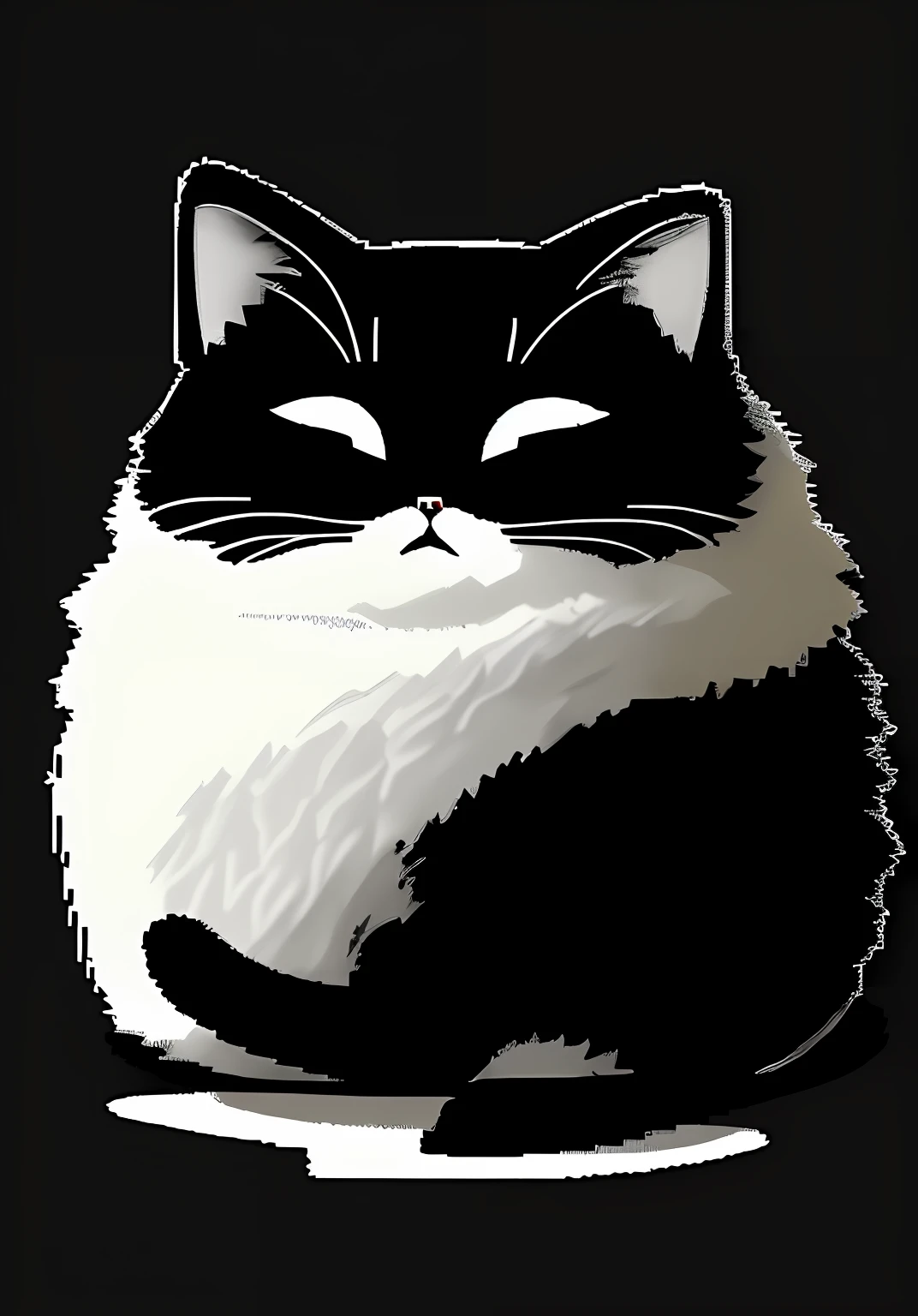 (masterpiece, best illustration, no human), 1 fat cute cat is sleeping, comfortable, pixel, pixel art, monotone, illustration, black and white, background black, no pink, no yellow, high image quality, 8K,