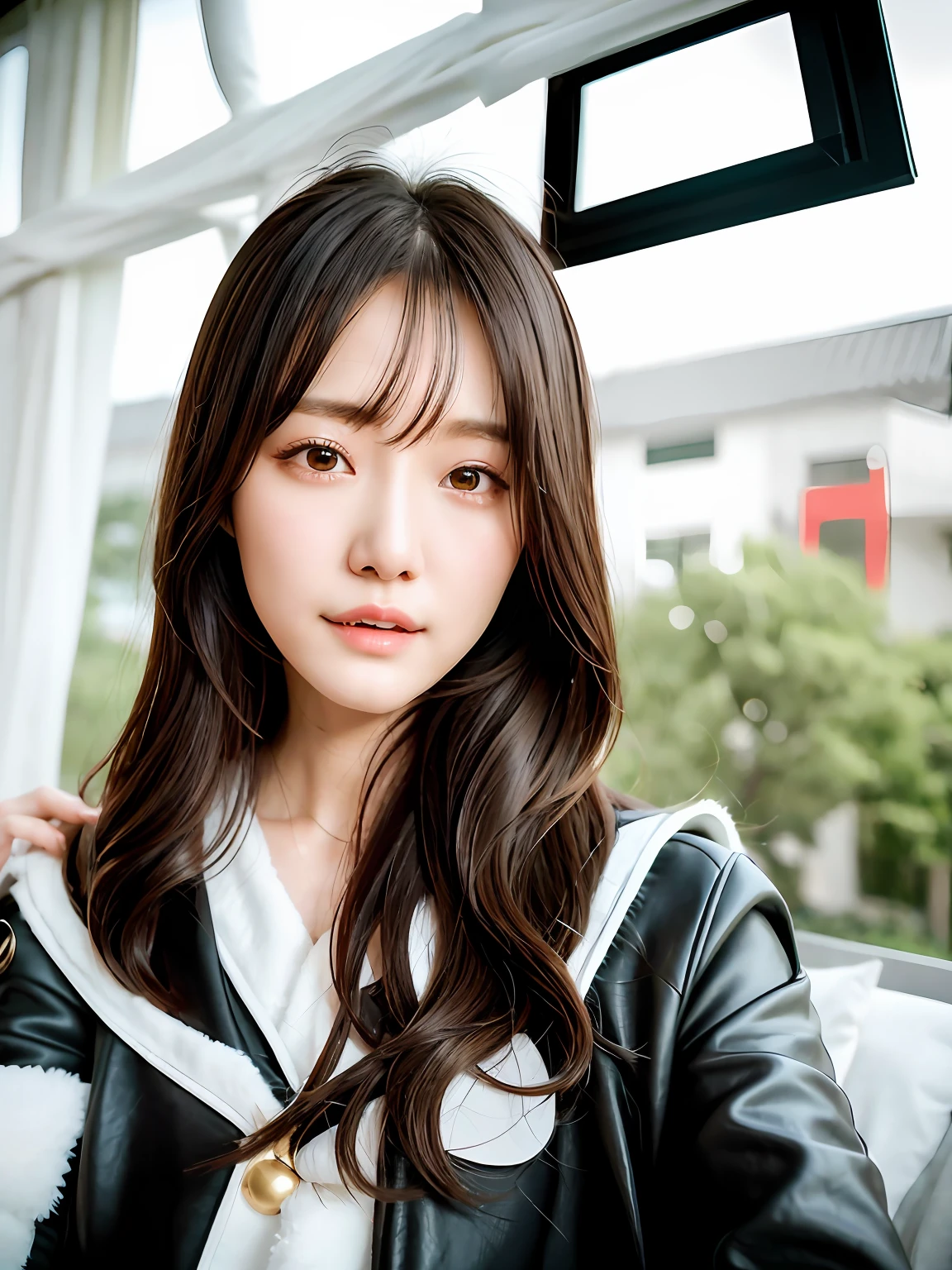 Close-up of a long-haired woman in a jacket, Kim Young-shen, Urzang, Nam Jae-yeon, Choi Hyun-hwa, gorgeous Chinese young woman, Chinese girl, beautiful Chinese young woman, Ziyu from twice, beautiful Chinese woman, young and cute Chinese face, Ju Jingyi, Ju Jingyi, black pink Jenny, Yang Ying, Zhao Liying