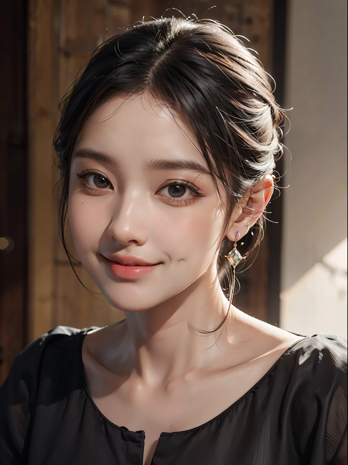 1girl, offshoulder, light smile, shiny skin
best quality, masterpiece, (photorealistic:1.4)