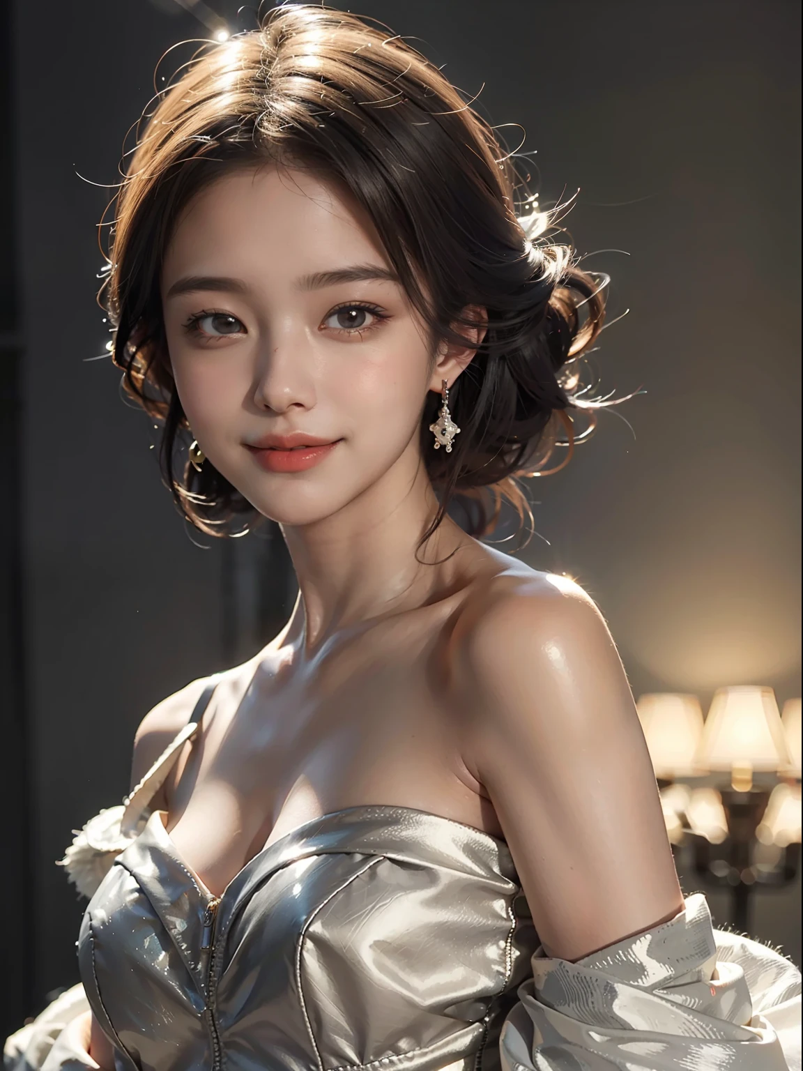 1girl, offshoulder, light smile, shiny skin
best quality, masterpiece, (photorealistic:1.4)