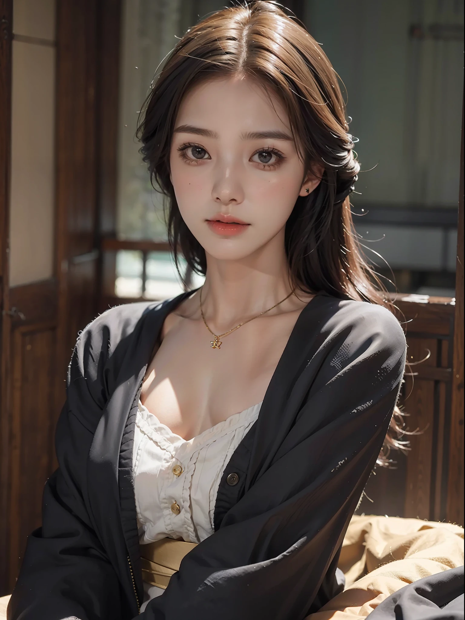 1 girl, waist up, faint smile, shiny skin
Best quality, masterpiece, (realistic: 1:1