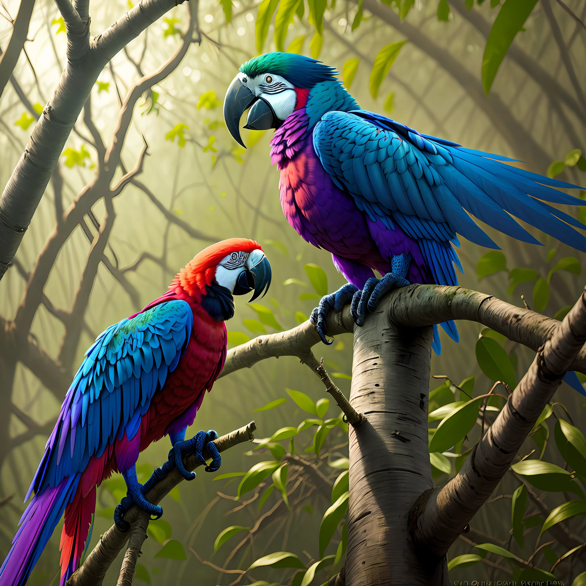 Purple macaw in a mangrove swamp