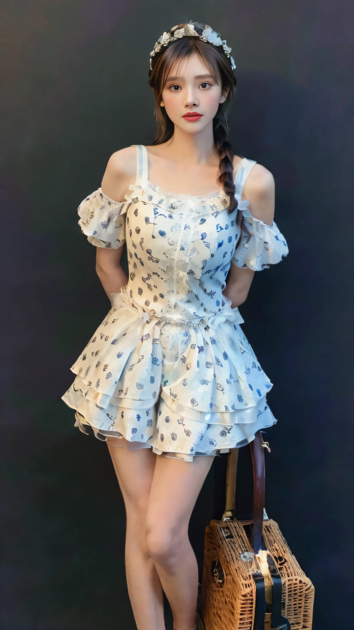 flower_dress, ((Best Quality, 8K, Masterpiece: 1.3)), Focus: 1.2, Perfect Body Beauty: 1.4, Buttocks: 1.2, (Layered Hairstyle: 1.2), Daytime, Garden, Highly Detailed Face and Skin Texture, Fine Eyes, Double Eyelids, Whitening Skin, Long Hair, T-shirt, Shorts, Full Body,