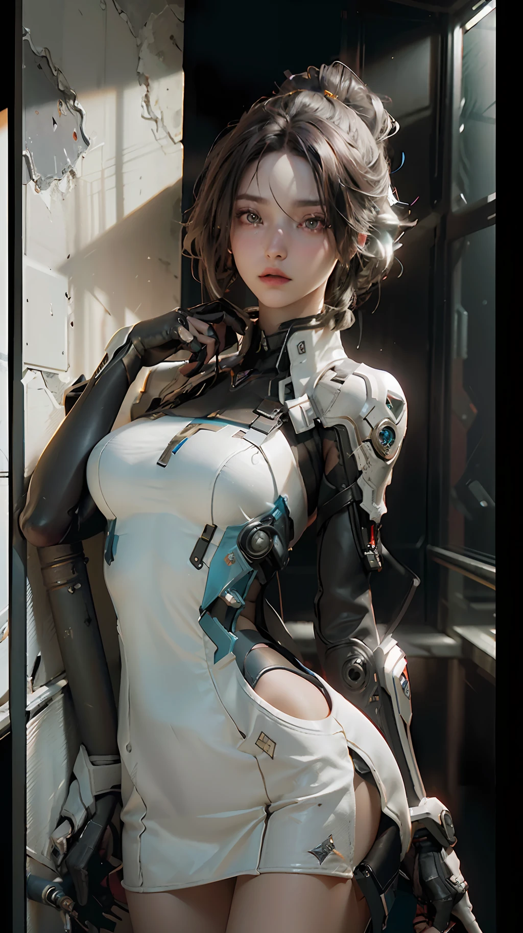 ((Best quality)), ((masterpiece)), (detailed:1.4), 3D, an image of a beautiful cyberpunk female,HDR (High Dynamic Range),Ray Tracing,NVIDIA RTX,Super-Resolution,Unreal 5,Subsurface scattering,PBR Texturing,Post-processing,Anisotropic Filtering,Depth-of-field,Maximum clarity and sharpness,Multi-layered textures,Albedo and Specular maps,Surface shading,Accurate simulation of light-material interaction,Perfect proportions,Octane Render,Two-tone lighting,Wide aperture,Low ISO,White balance,Rule of thirds,8K RAW,